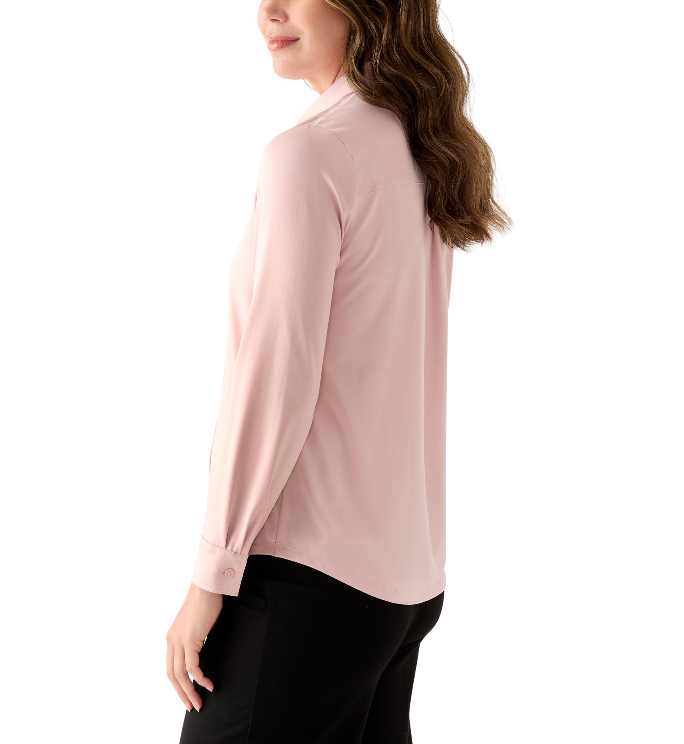 Womens Long Sleeve Button Down Knit Shirt