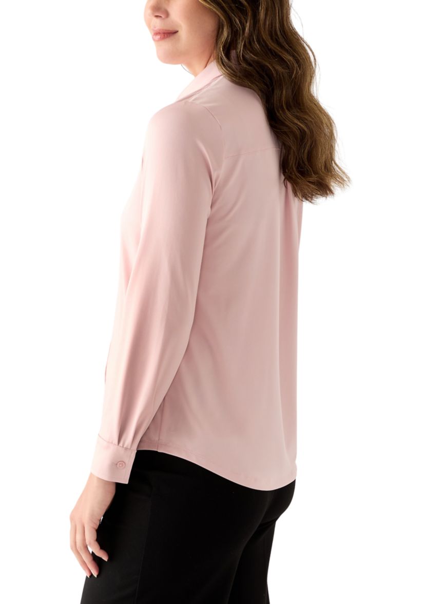 Womens Long Sleeve Button Down Knit Shirt