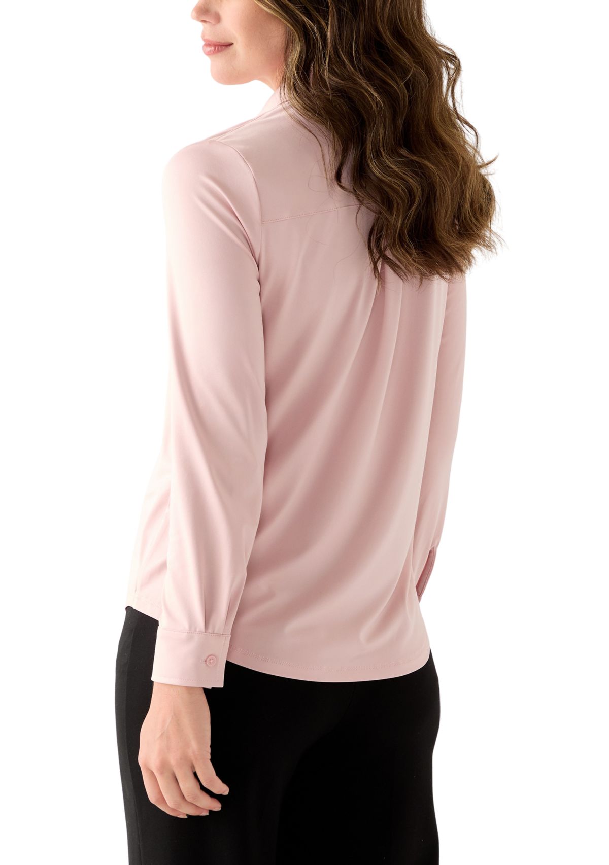 Womens Long Sleeve Button Down Knit Shirt