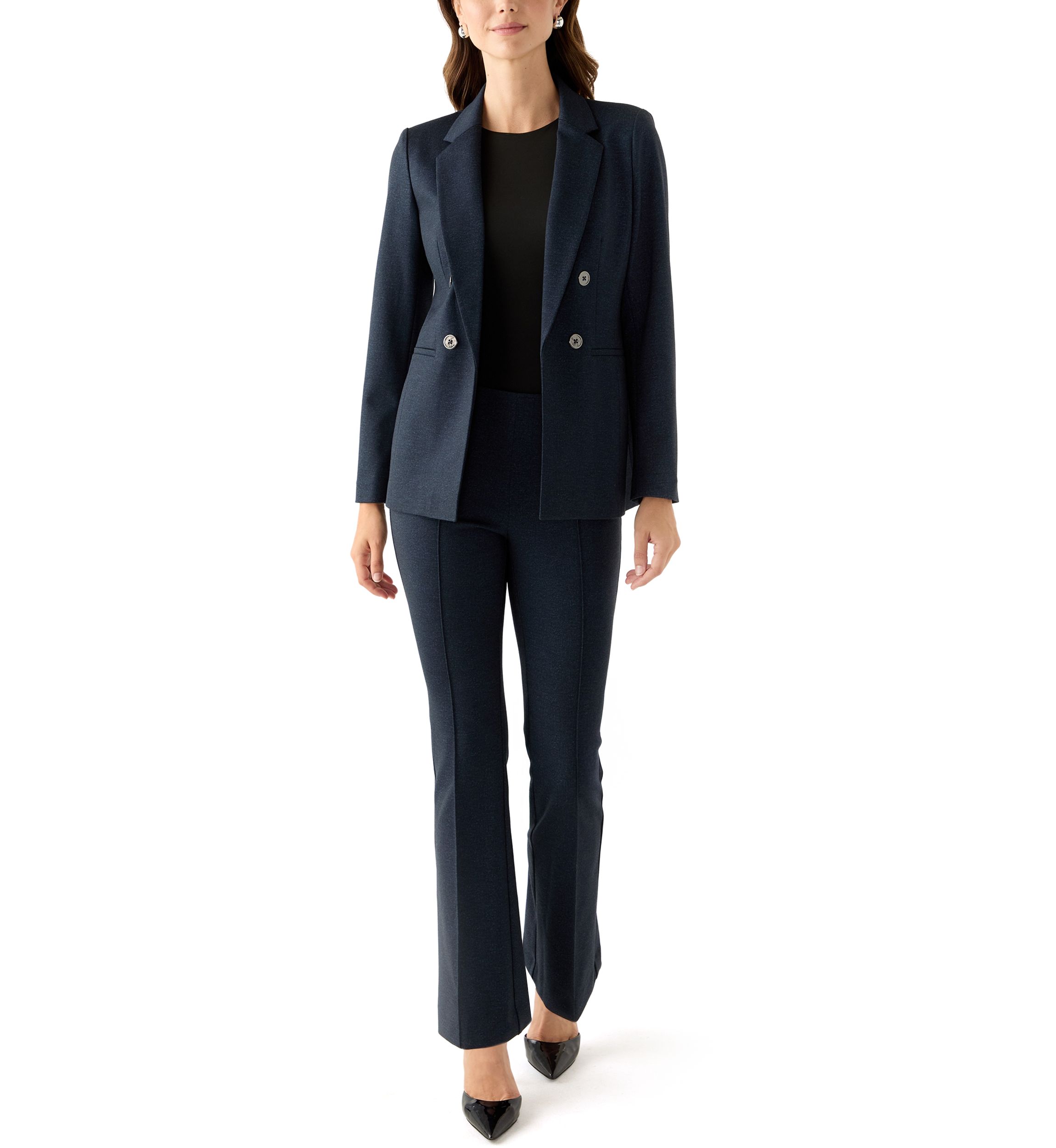 Womens Long Sleeve Two Button Notch Collar Blazer