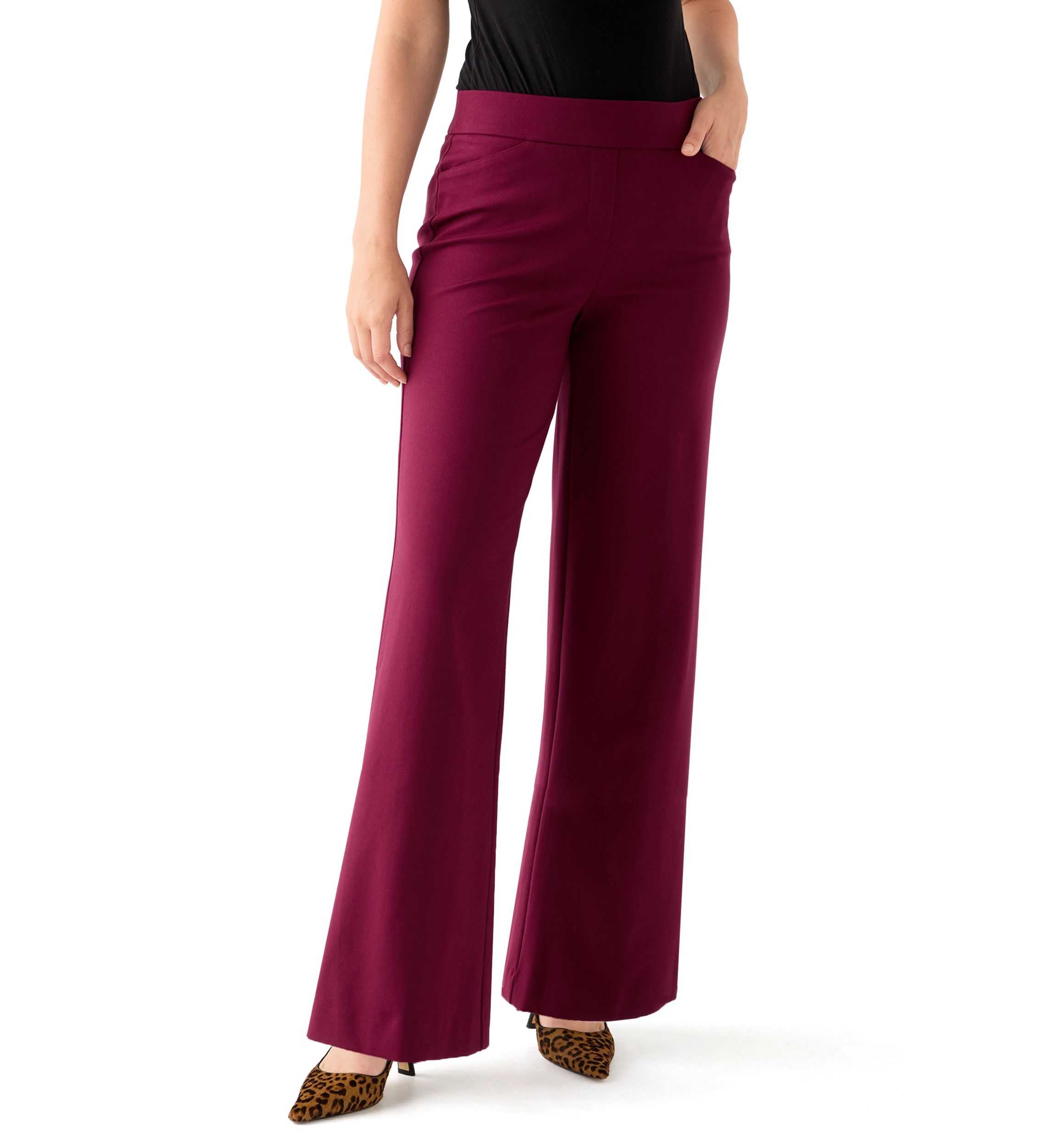 Womens Pull-On Wide Leg Trousers