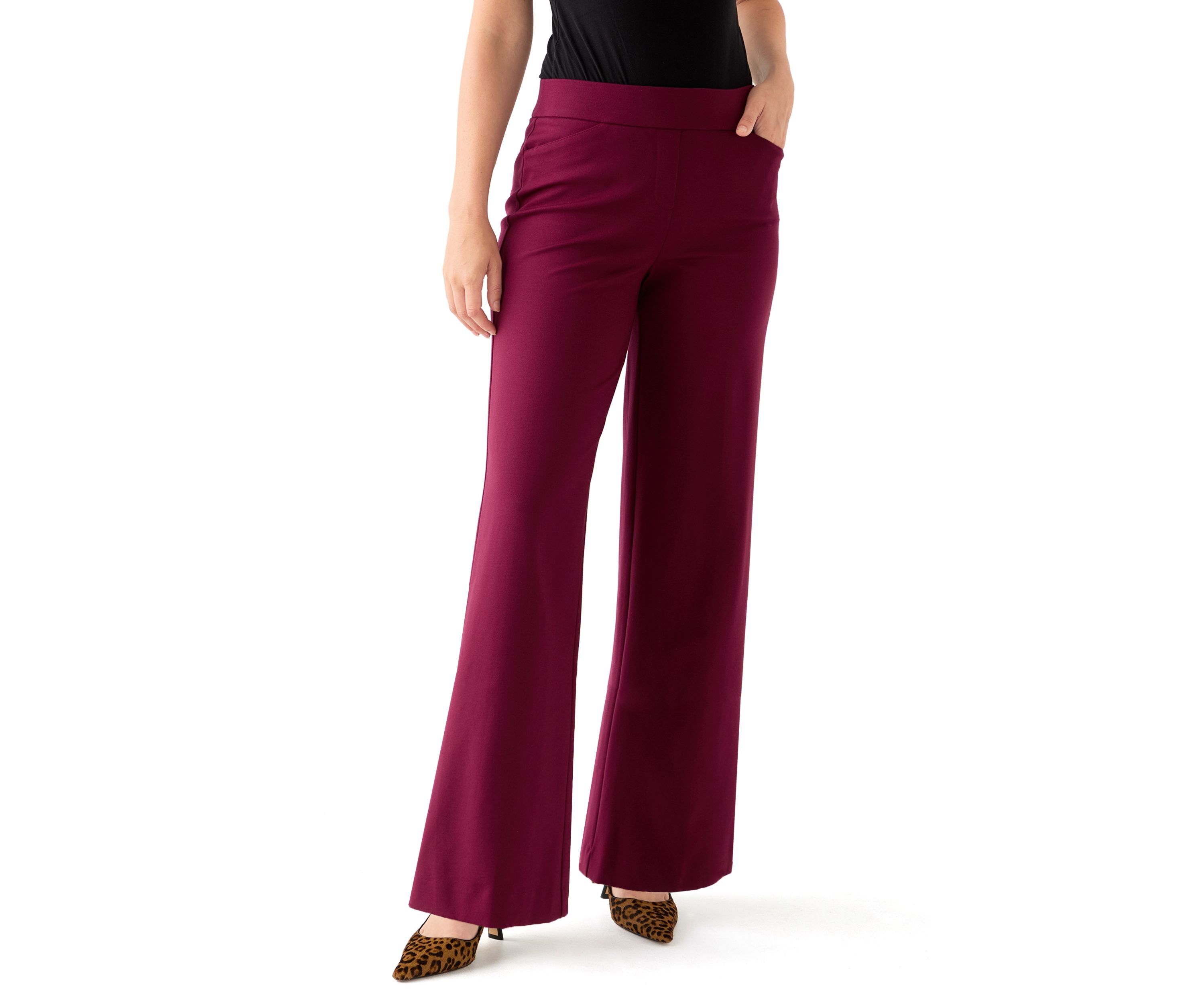 Womens Pull-On Wide Leg Trousers