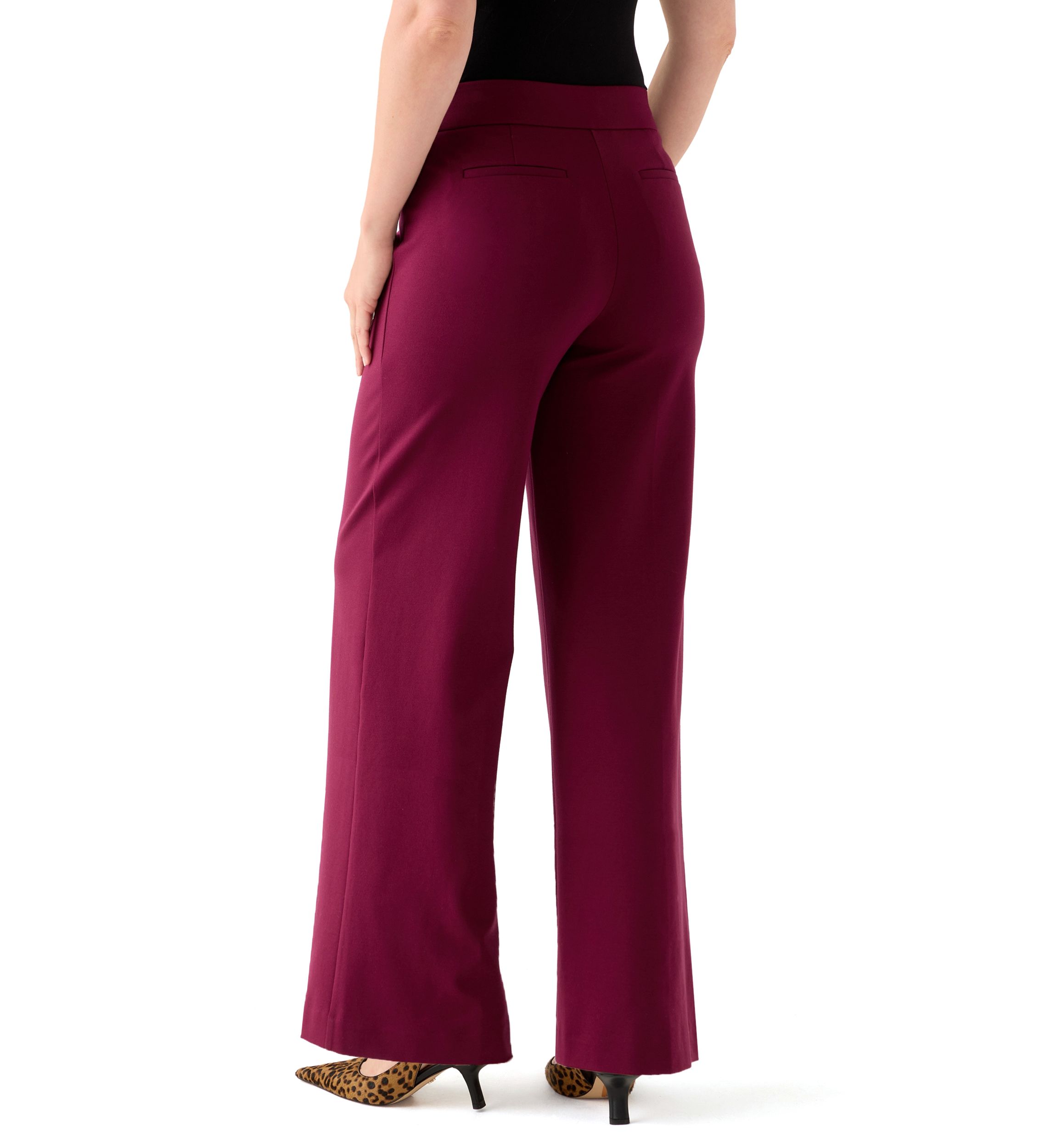 Womens Pull-On Wide Leg Trousers