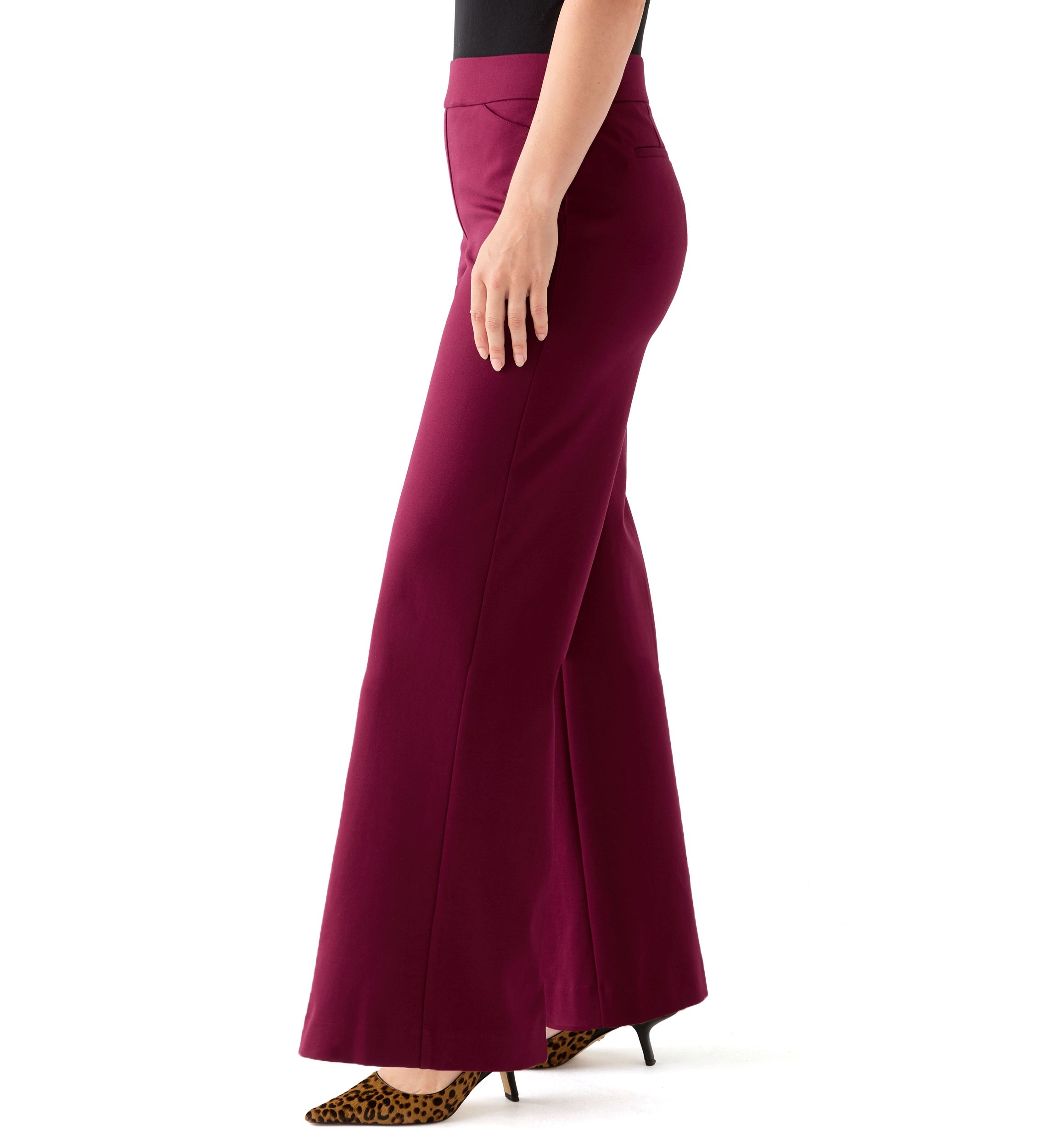 Womens Pull-On Wide Leg Trousers