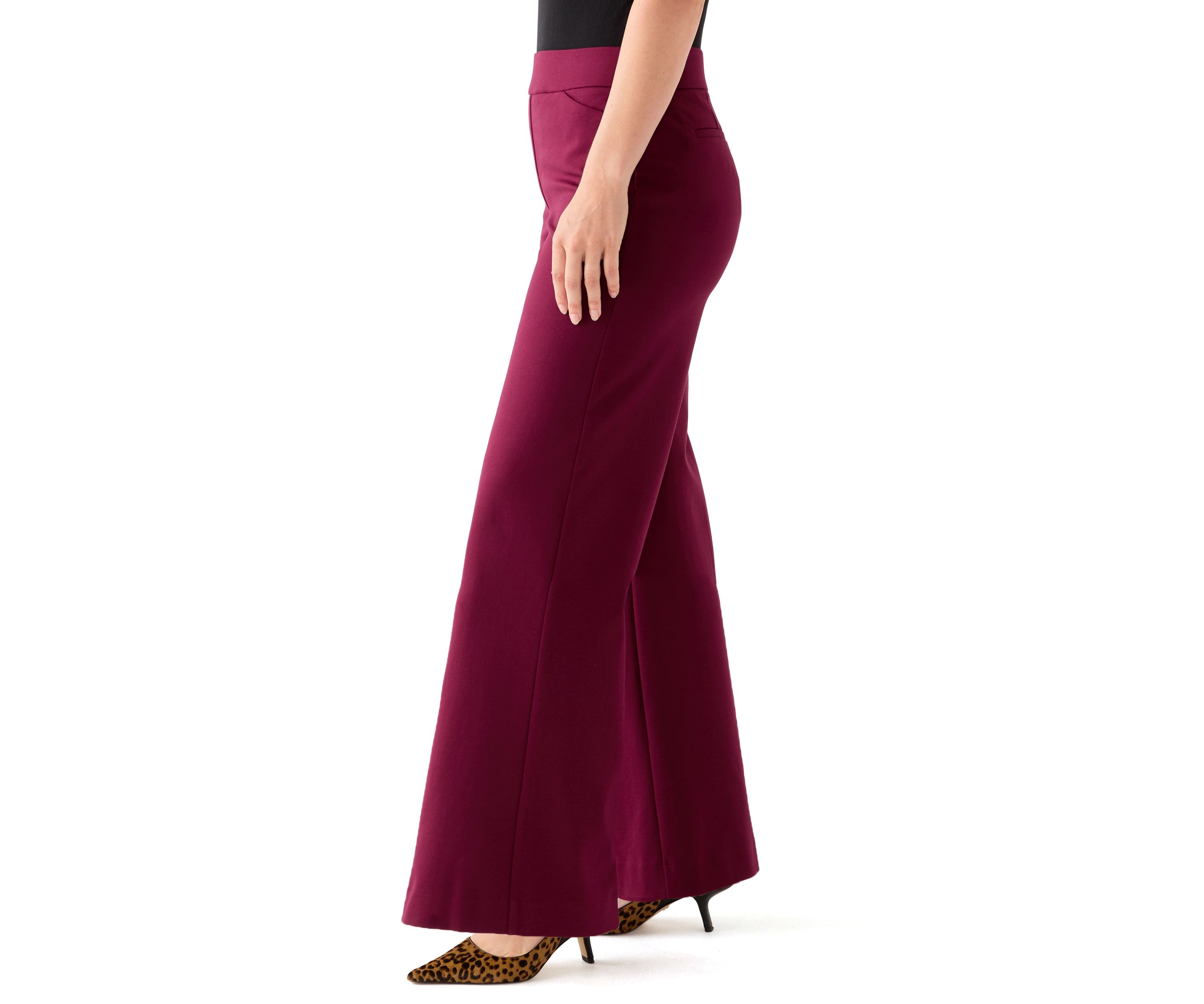 Womens Pull-On Wide Leg Trousers