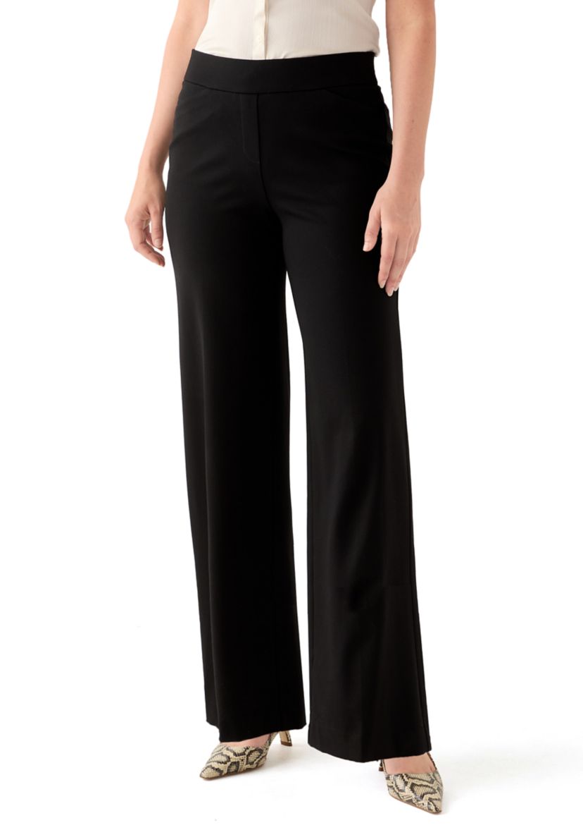 Petite Pull On Diagonal Pocket Wide Leg Pants