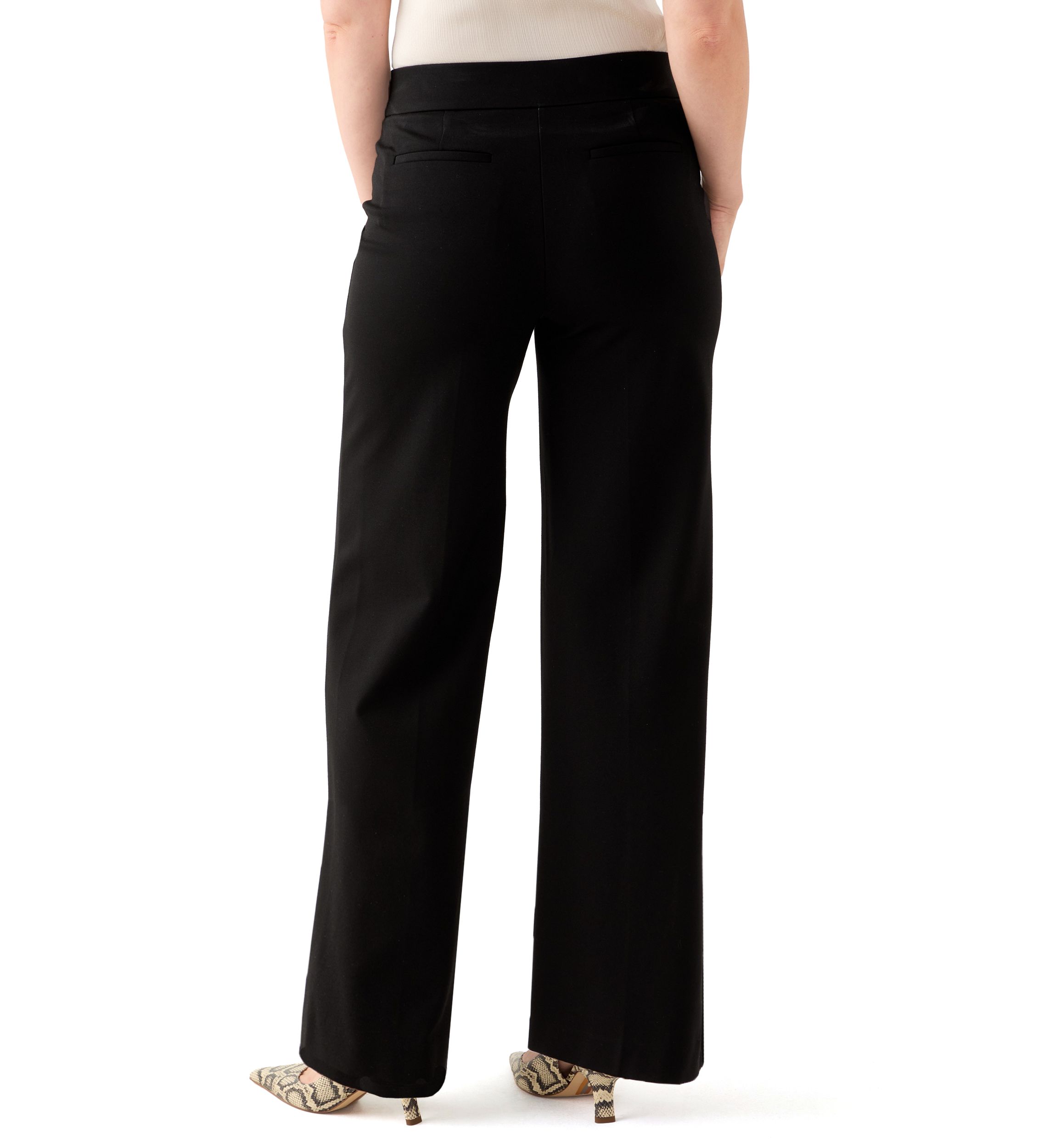 Petite Pull On Diagonal Pocket Wide Leg Pants