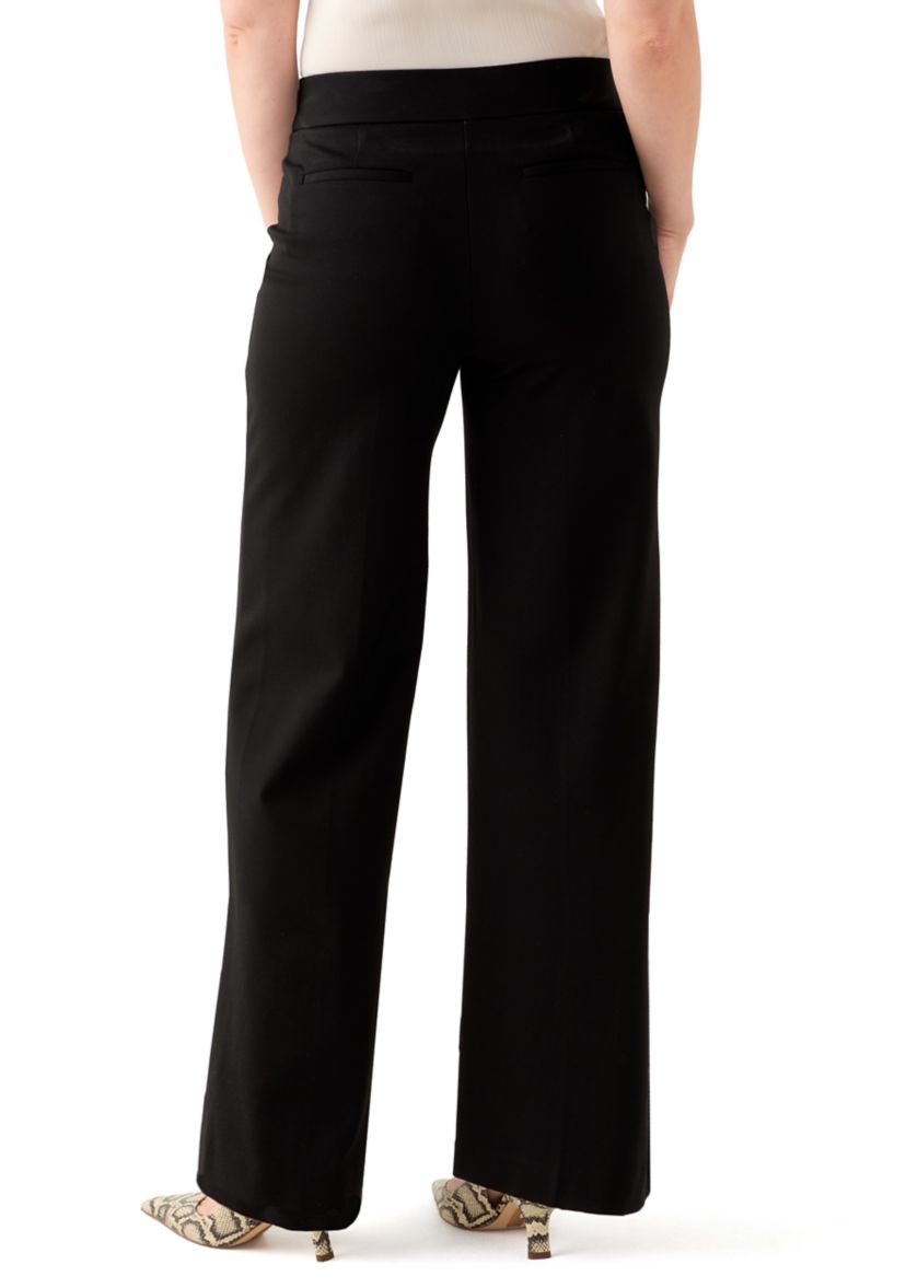Petite Pull On Diagonal Pocket Wide Leg Pants