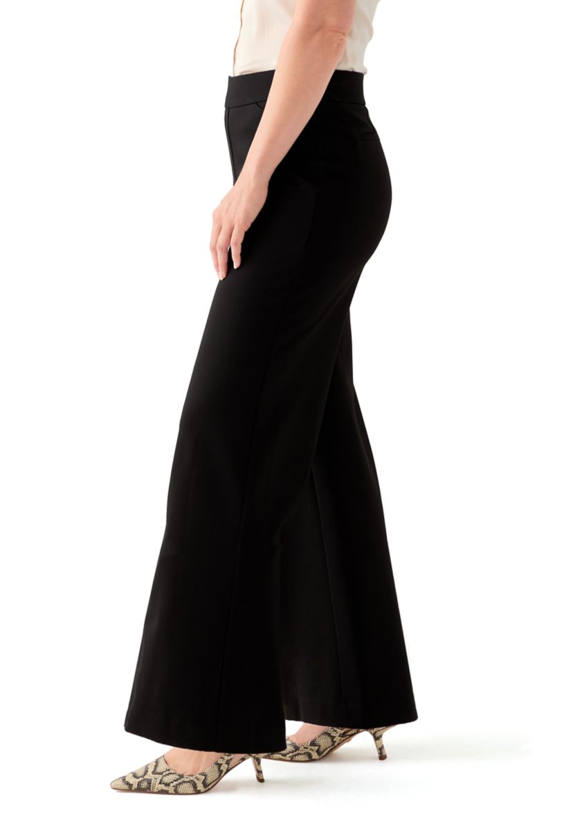Petite Pull On Diagonal Pocket Wide Leg Pants