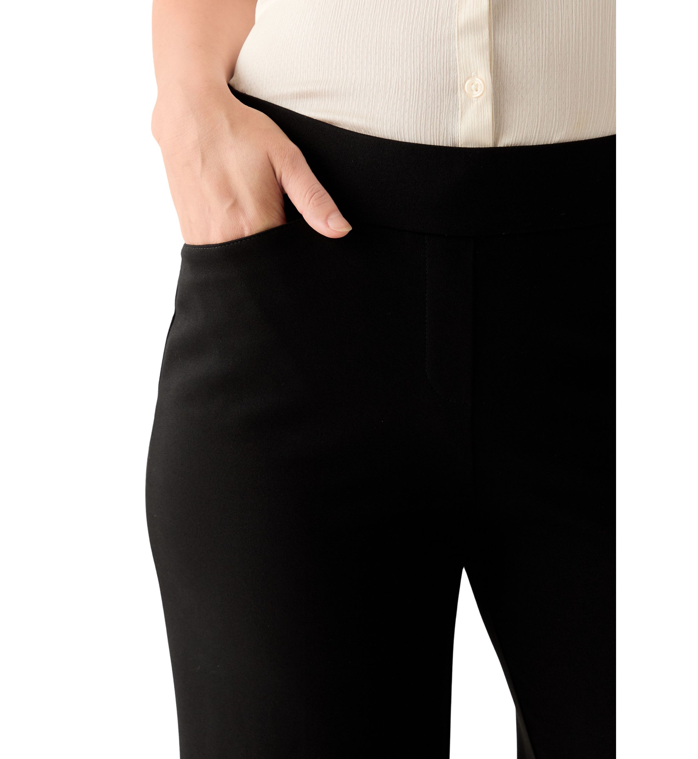 Petite Pull On Diagonal Pocket Wide Leg Pants