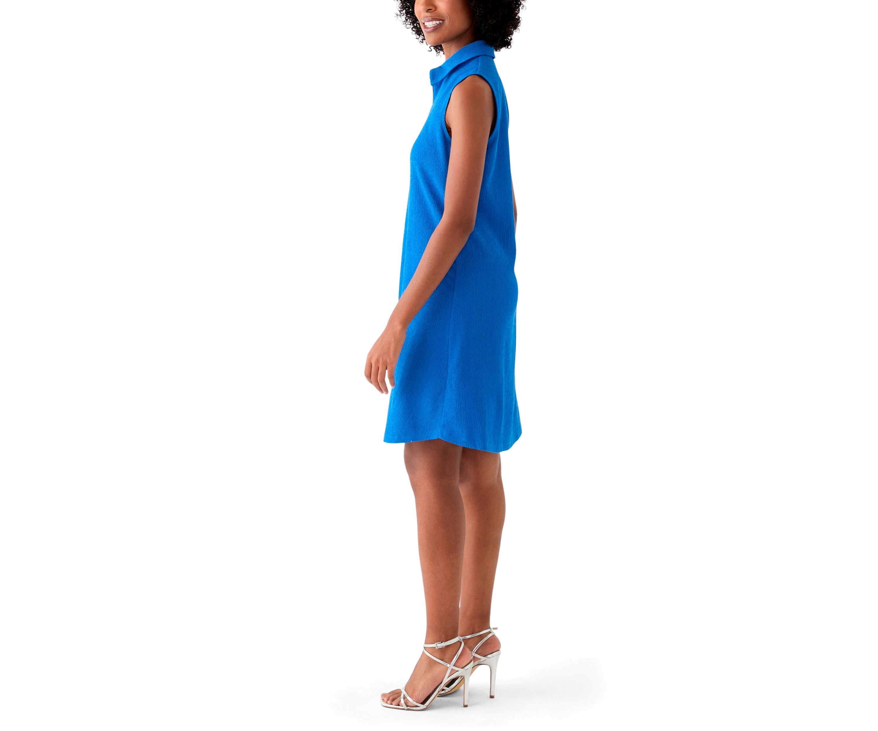 Womens Gail Collared Zip Front A-Line Dress