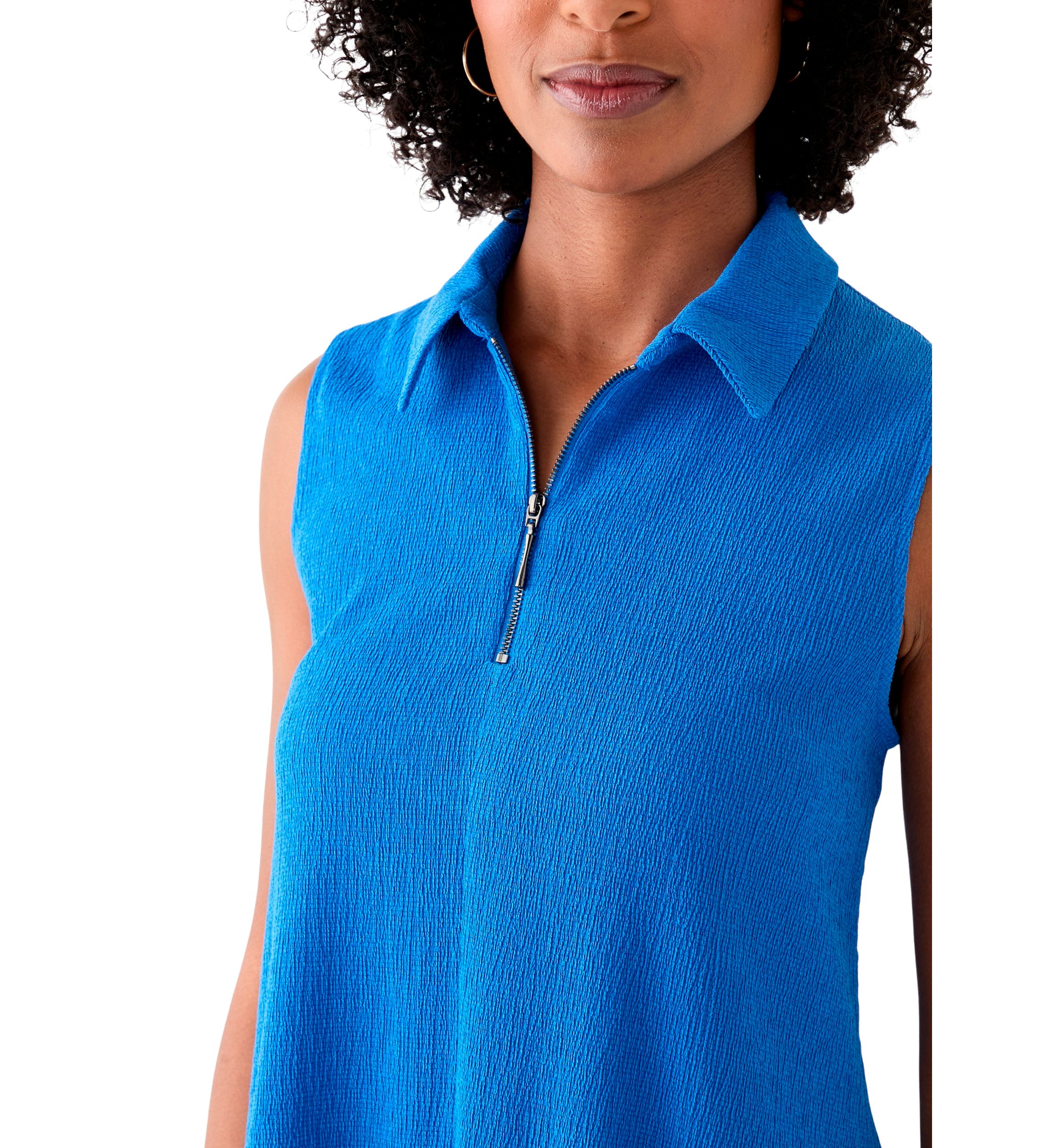 Womens Gail Collared Zip Front A-Line Dress