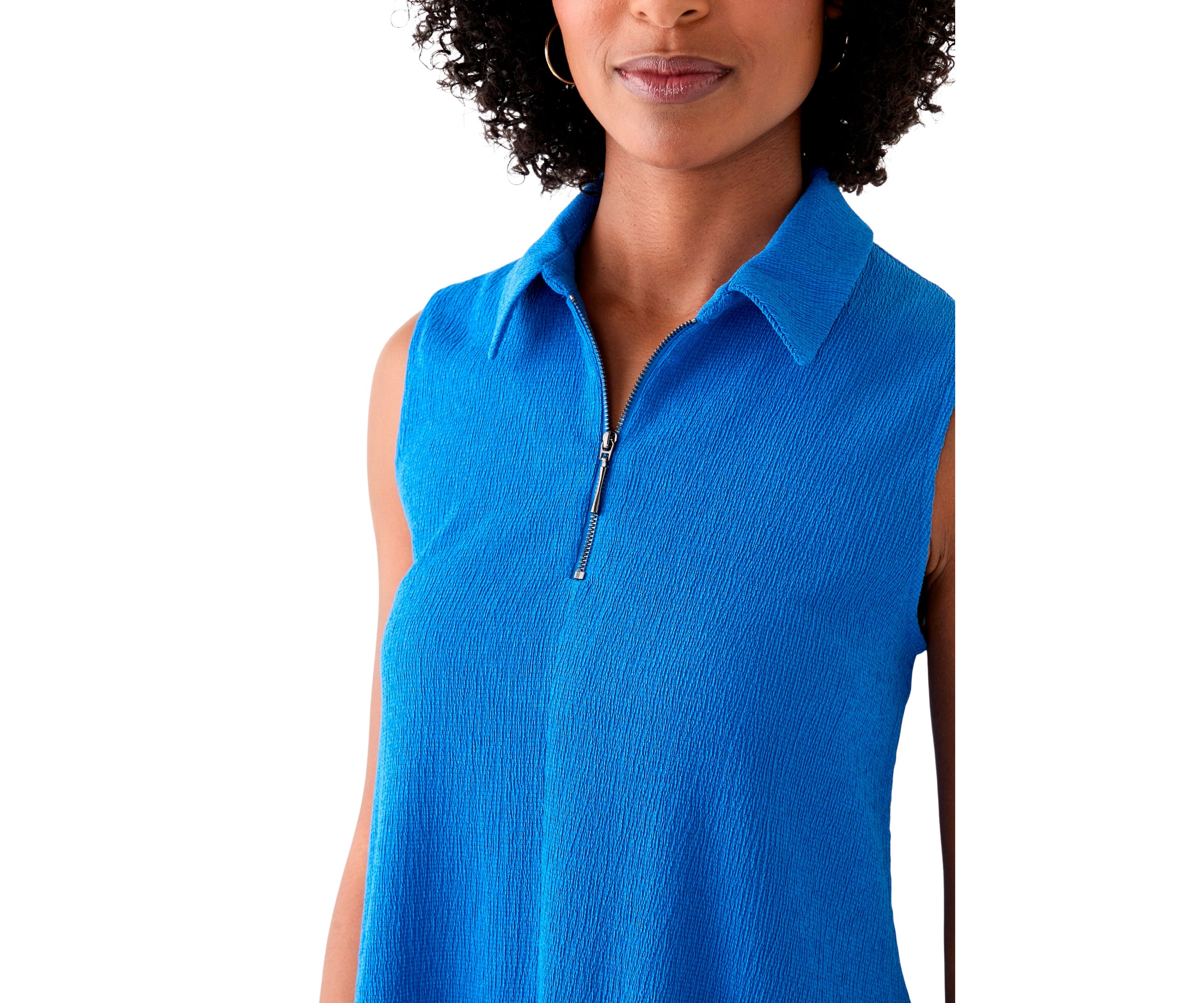 Womens Gail Collared Zip Front A-Line Dress