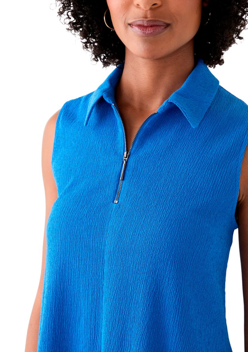 Womens Gail Collared Zip Front A-Line Dress