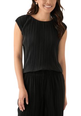 THE LIMITED Women's Sleeveless Pleated Top, Black, XXL