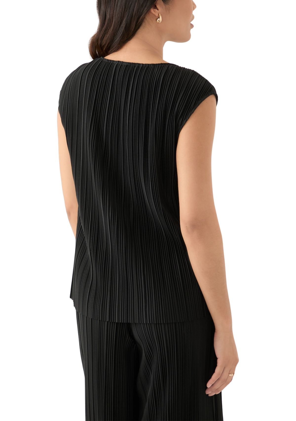 Womens Sleeveless Pleated Top 
