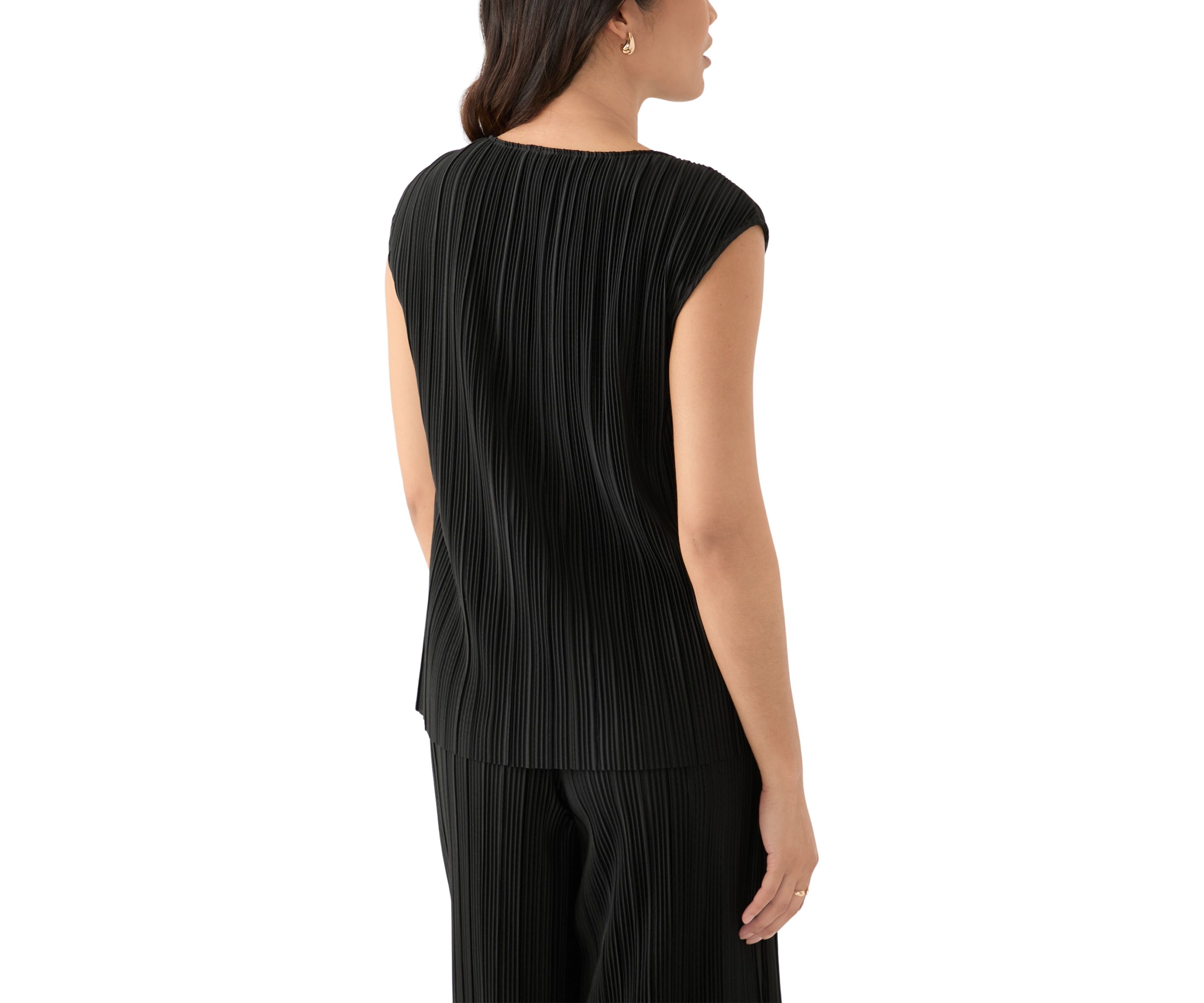 Womens Sleeveless Pleated Top 