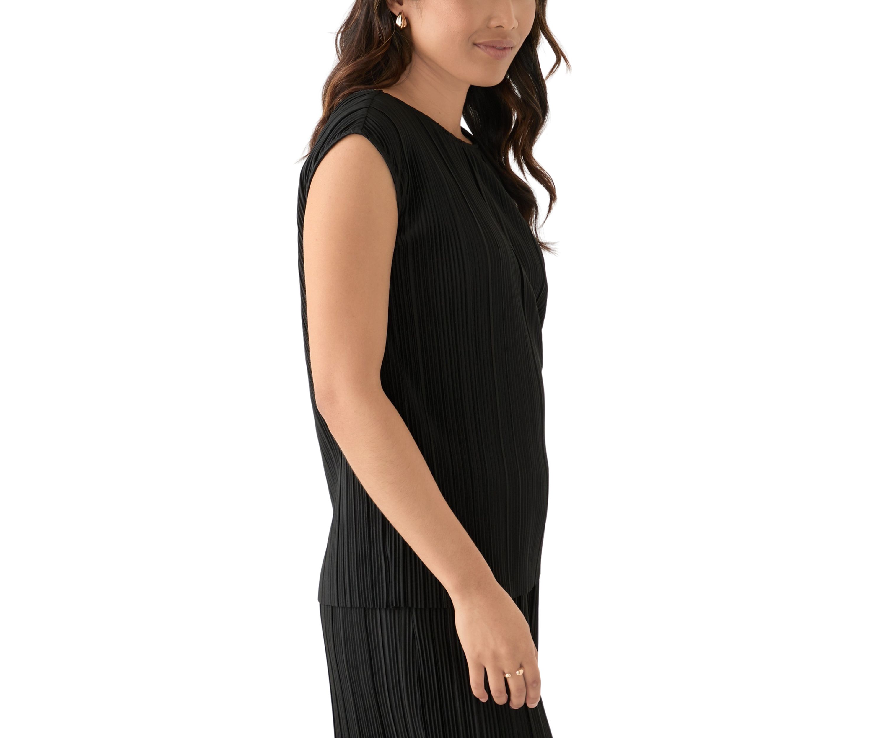 Womens Sleeveless Pleated Top 