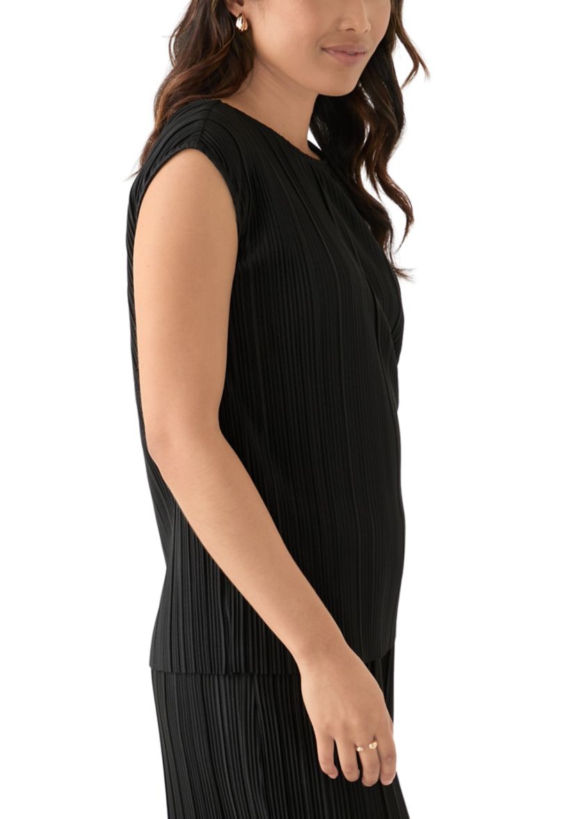 Womens Sleeveless Pleated Top 