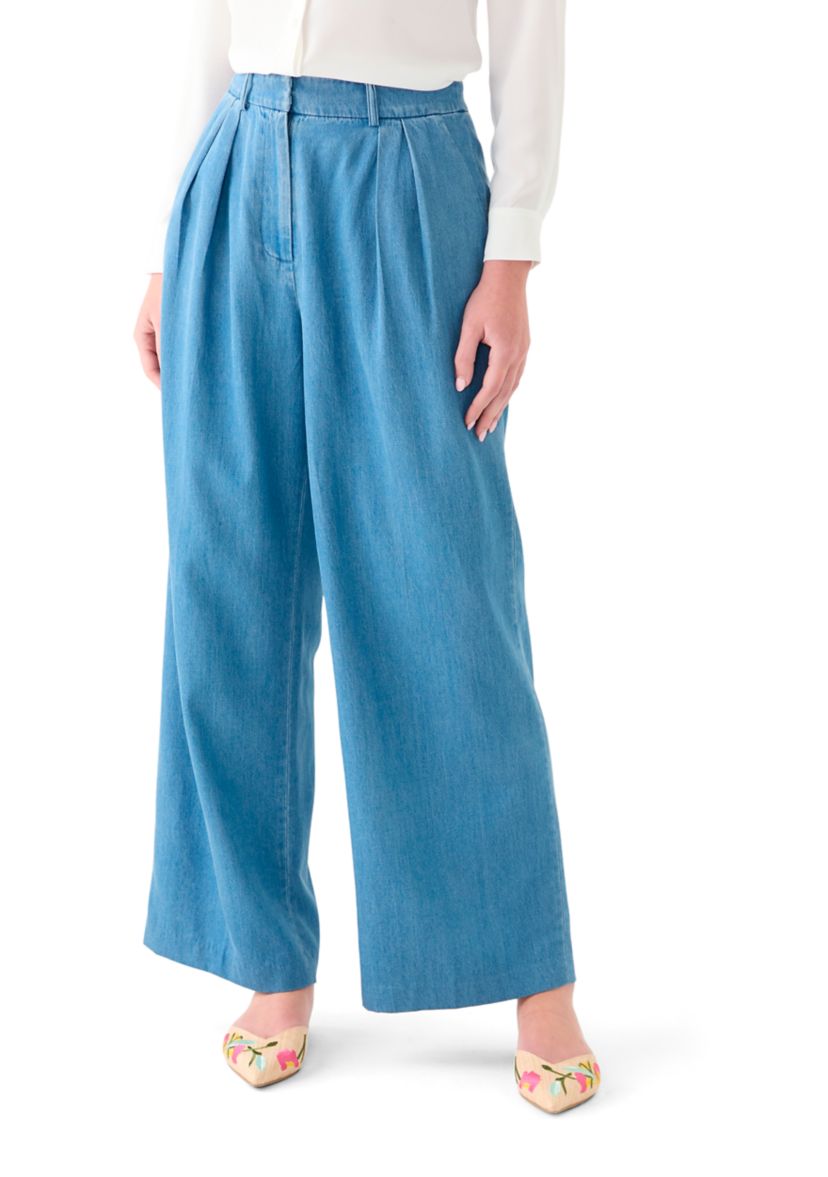 Womens Double Pleated Fly Front Pants
