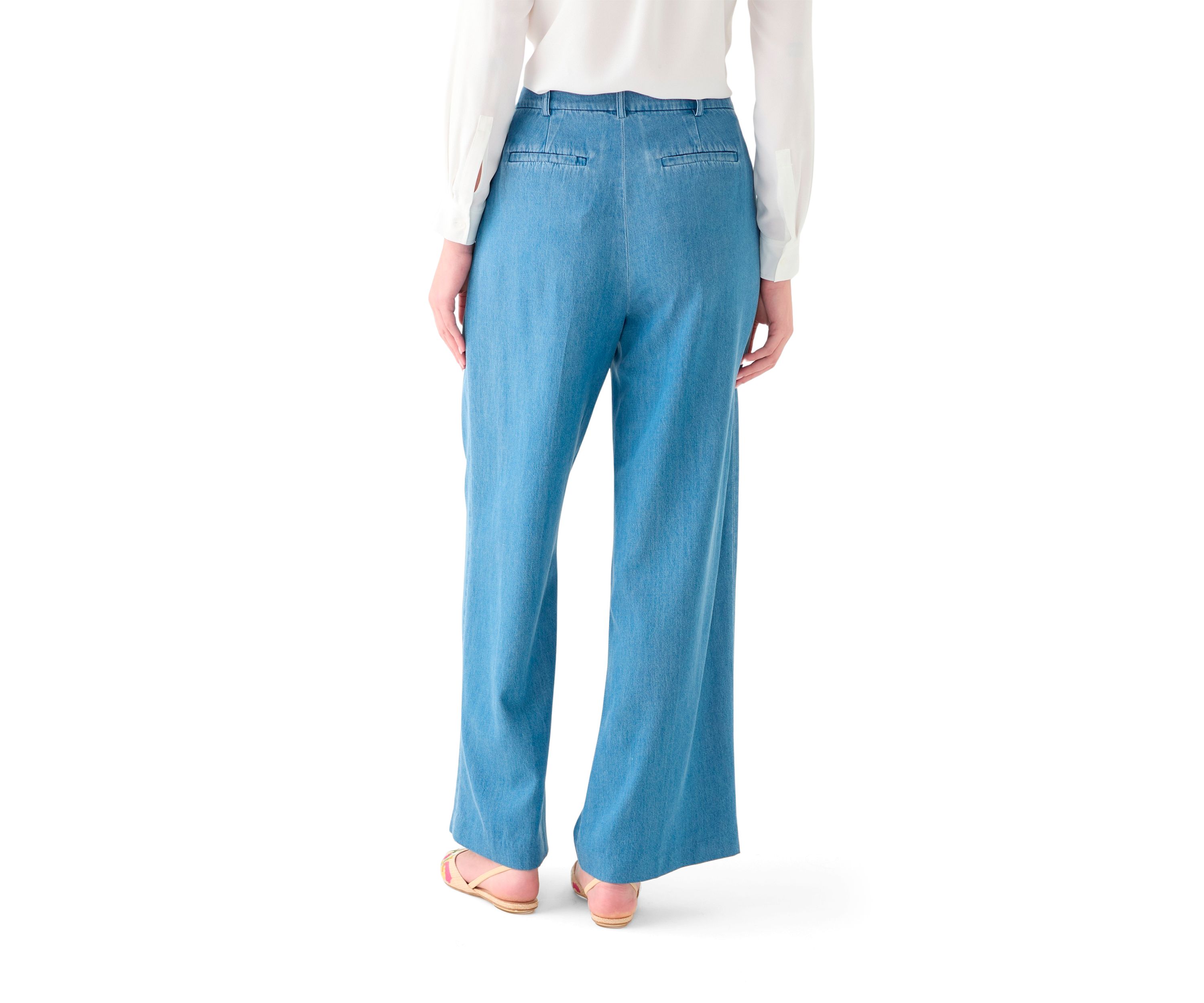 Womens Double Pleated Fly Front Pants