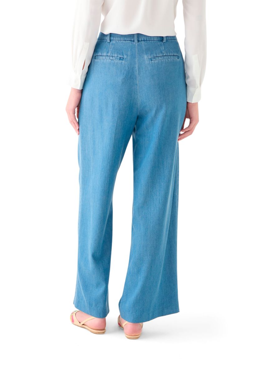Womens Double Pleated Fly Front Pants