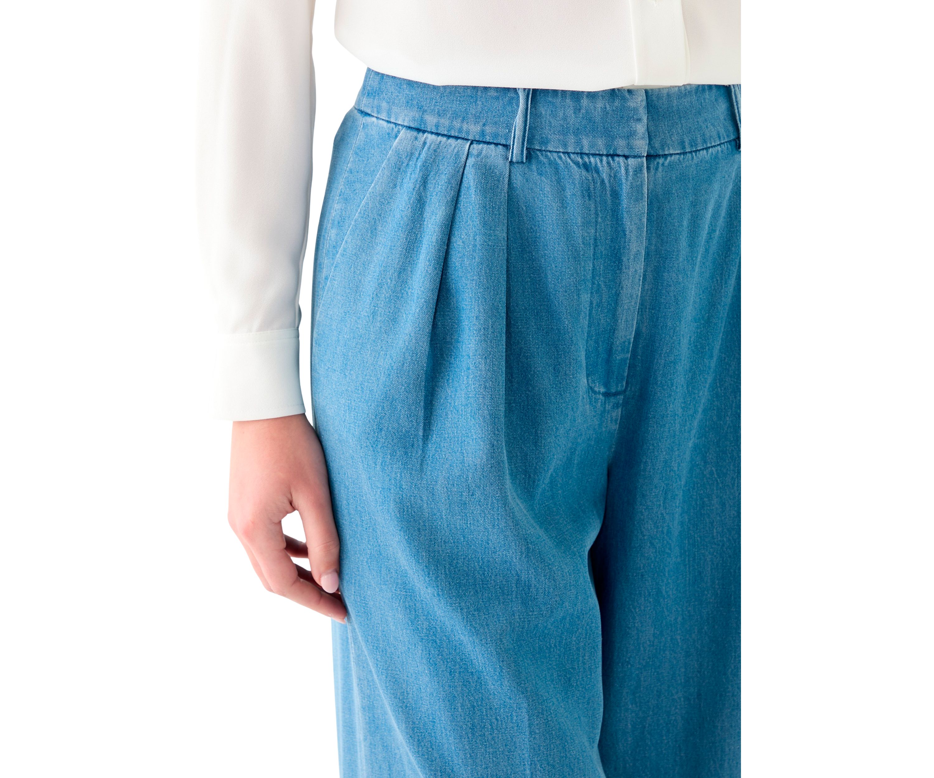 Womens Double Pleated Fly Front Pants