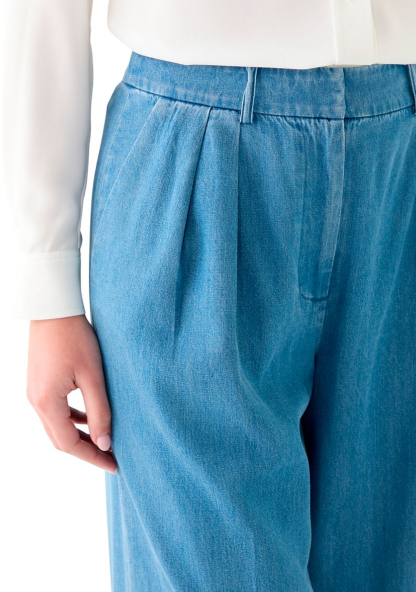 Womens Double Pleated Fly Front Pants