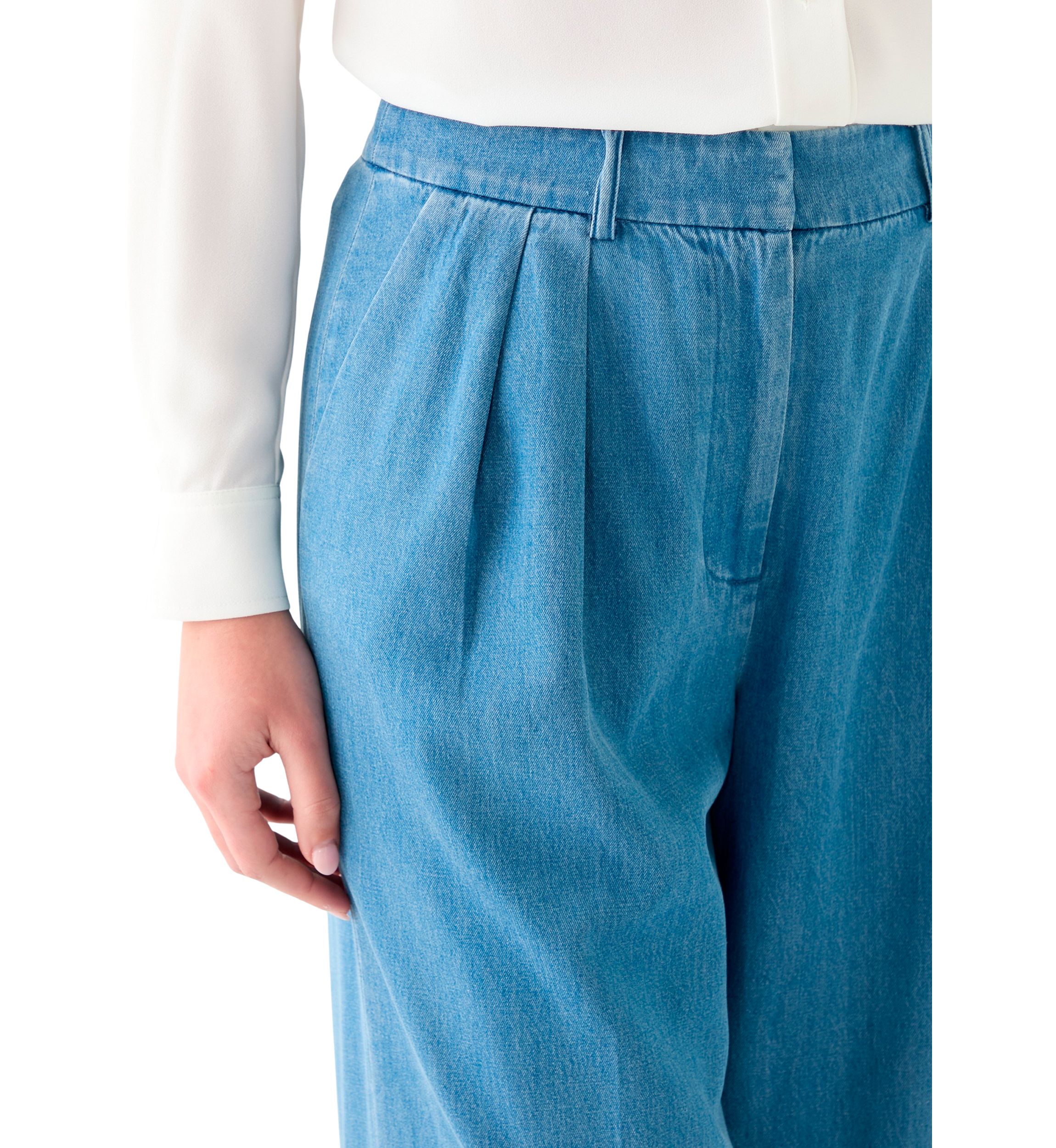Petite Double Pleat Fly Front Pants