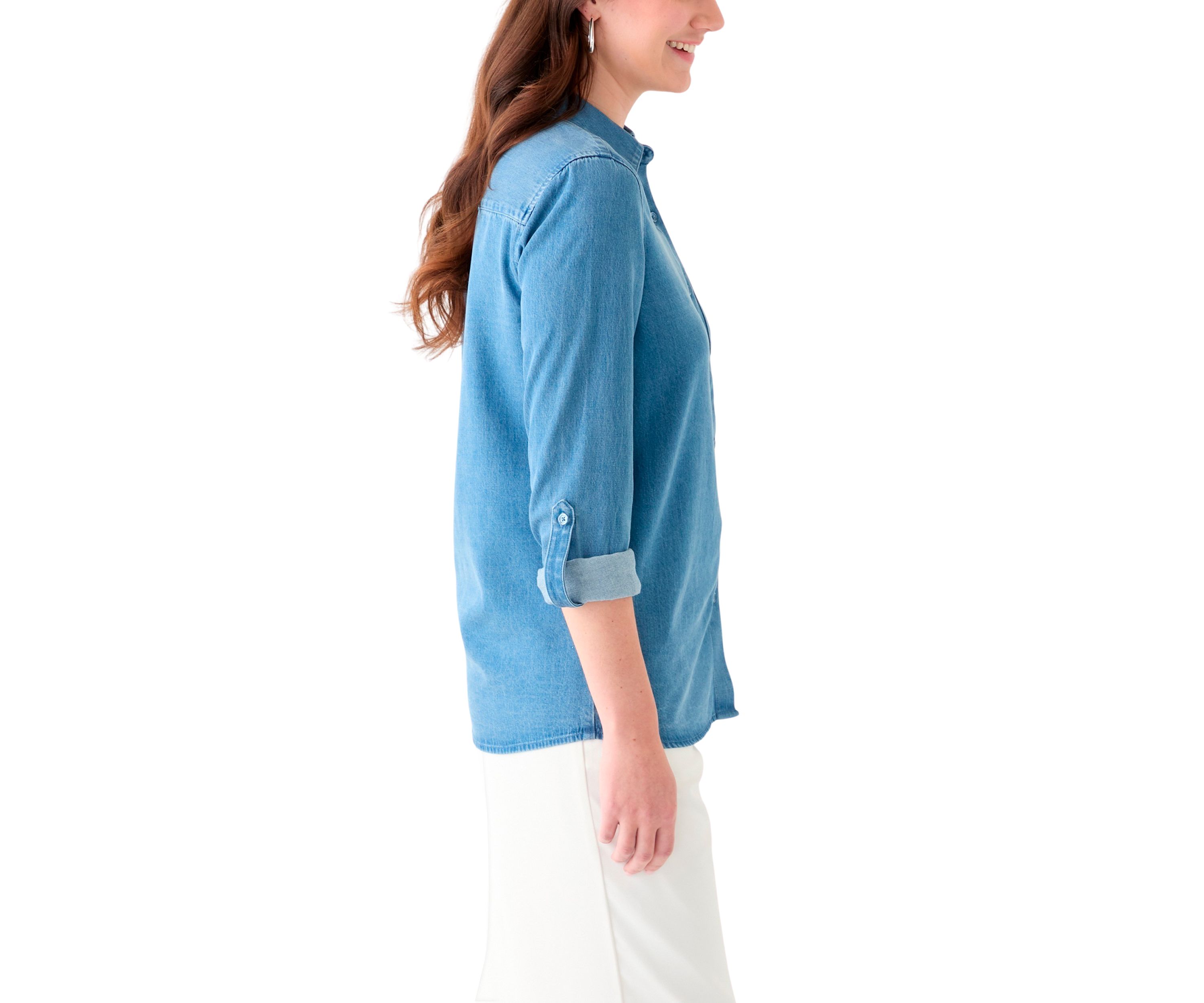 Womens Button Down Shirt with Patch Pocket