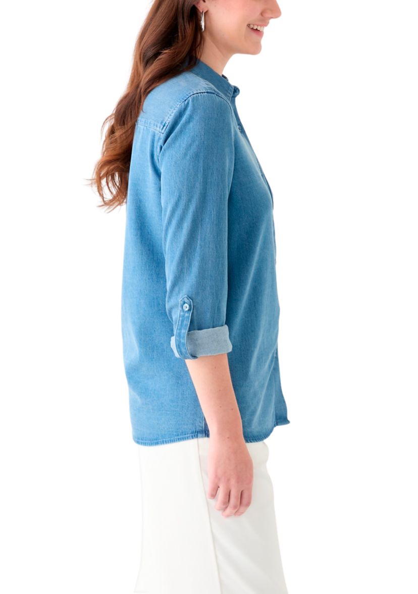 Womens Button Down Shirt with Patch Pocket