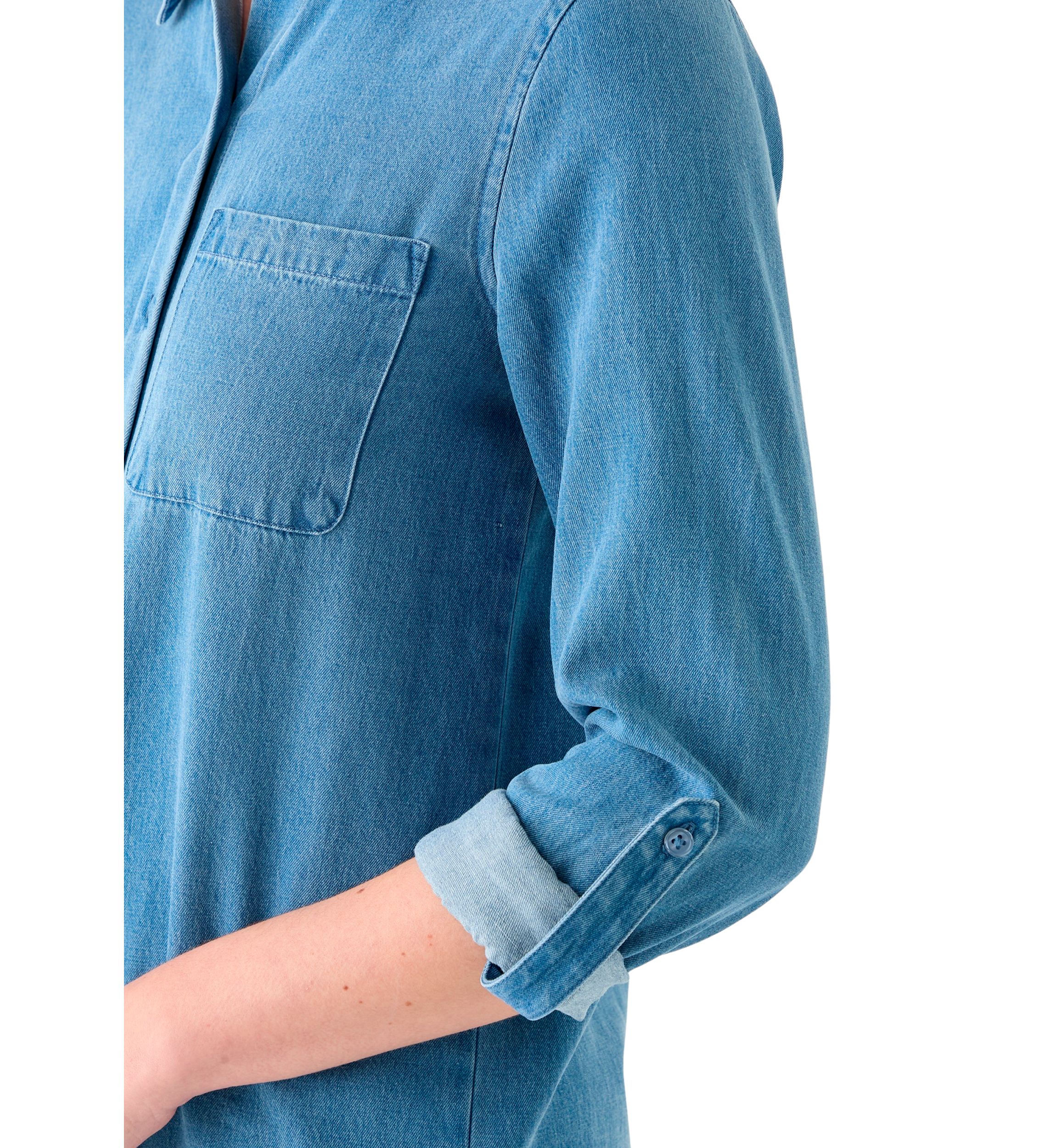 Petite Long Sleeve Button Down Shirt with Patch Pocket