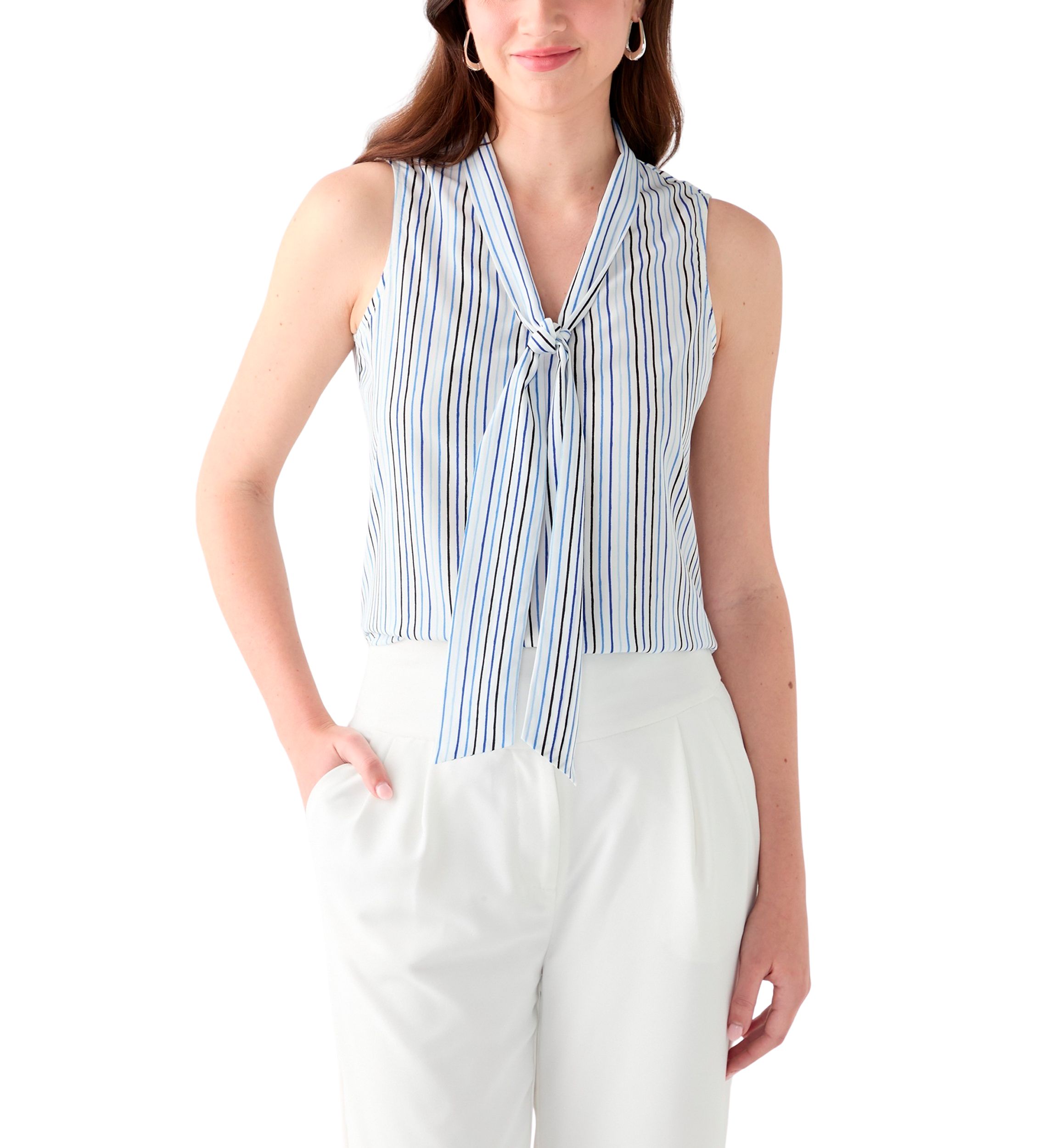 Womens Printed Tie Neck Blouse