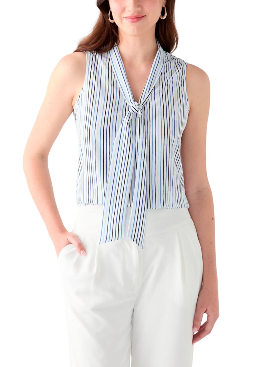 Womens Printed Tie Neck Blouse
