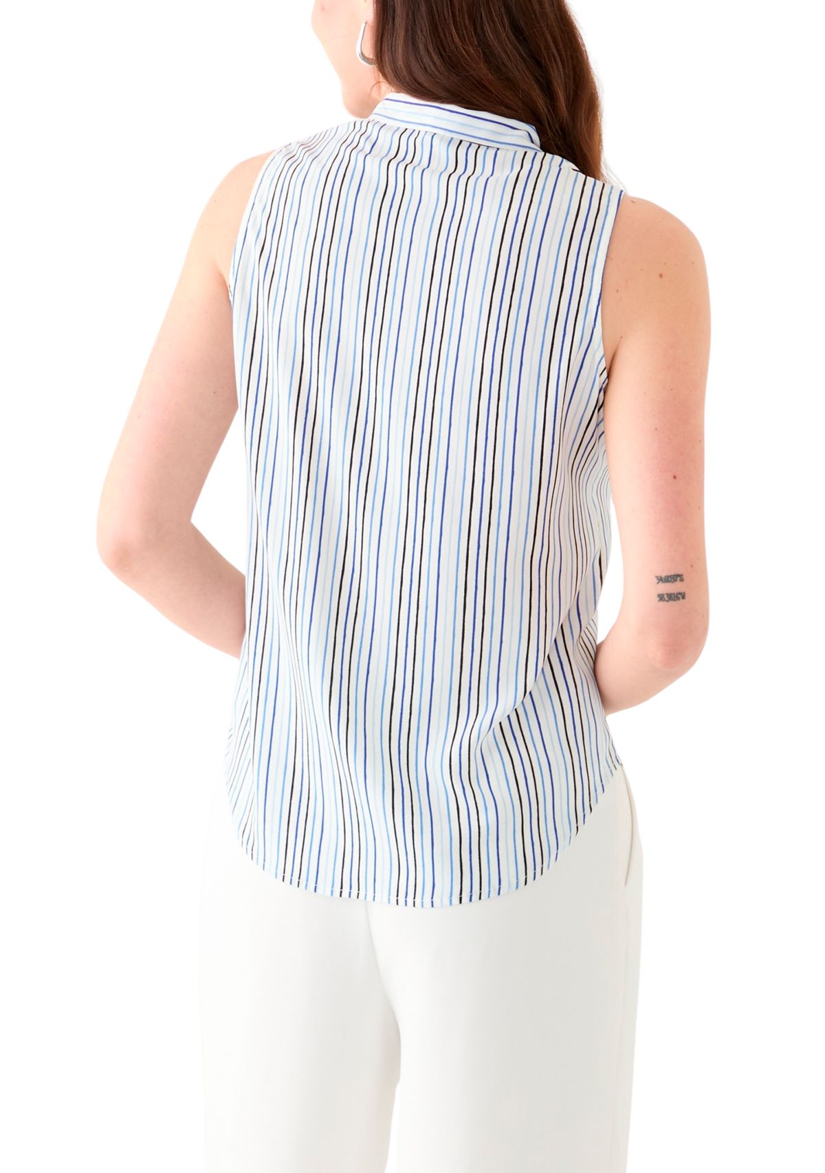 Womens Printed Tie Neck Blouse