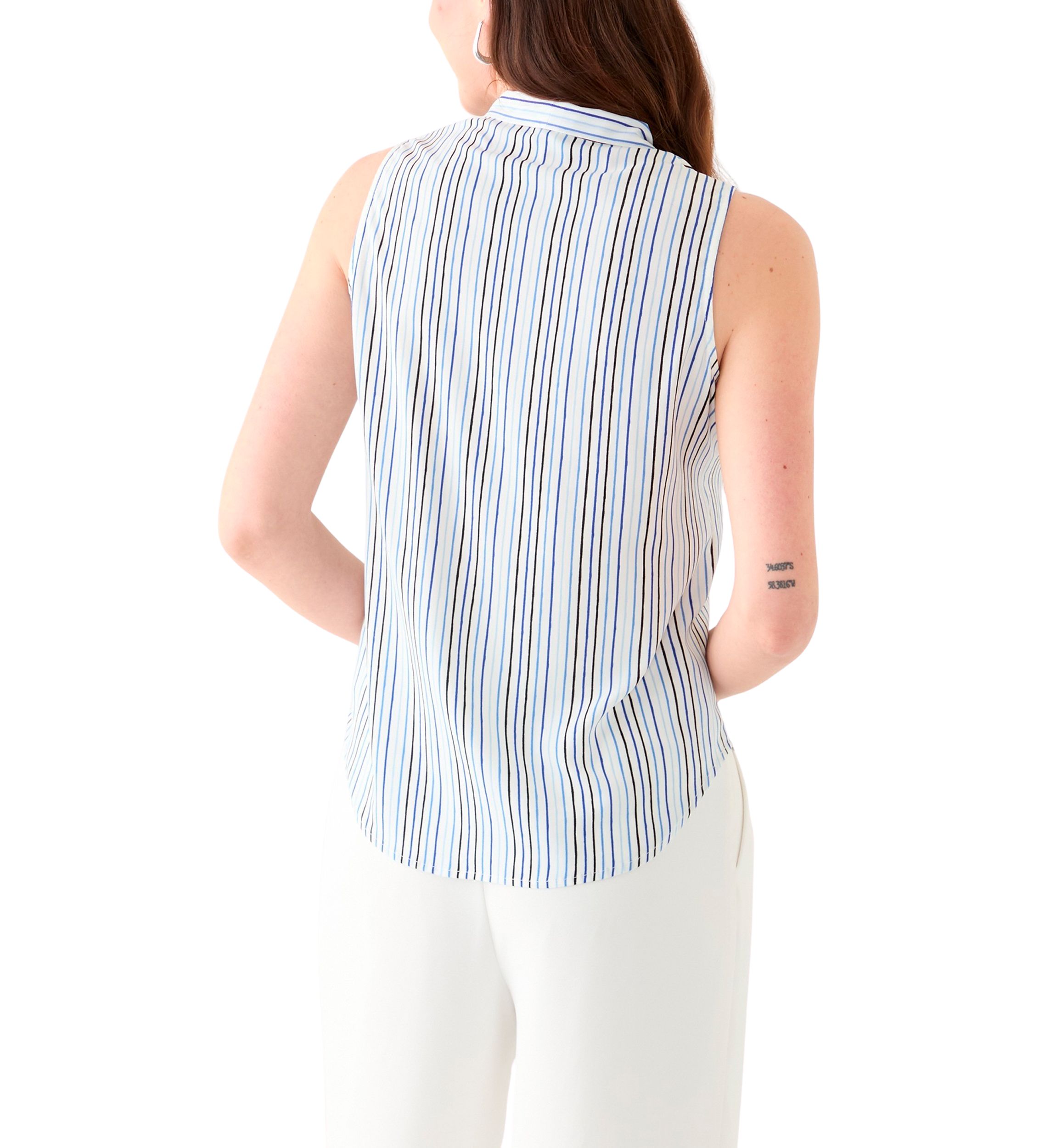 Womens Printed Tie Neck Blouse