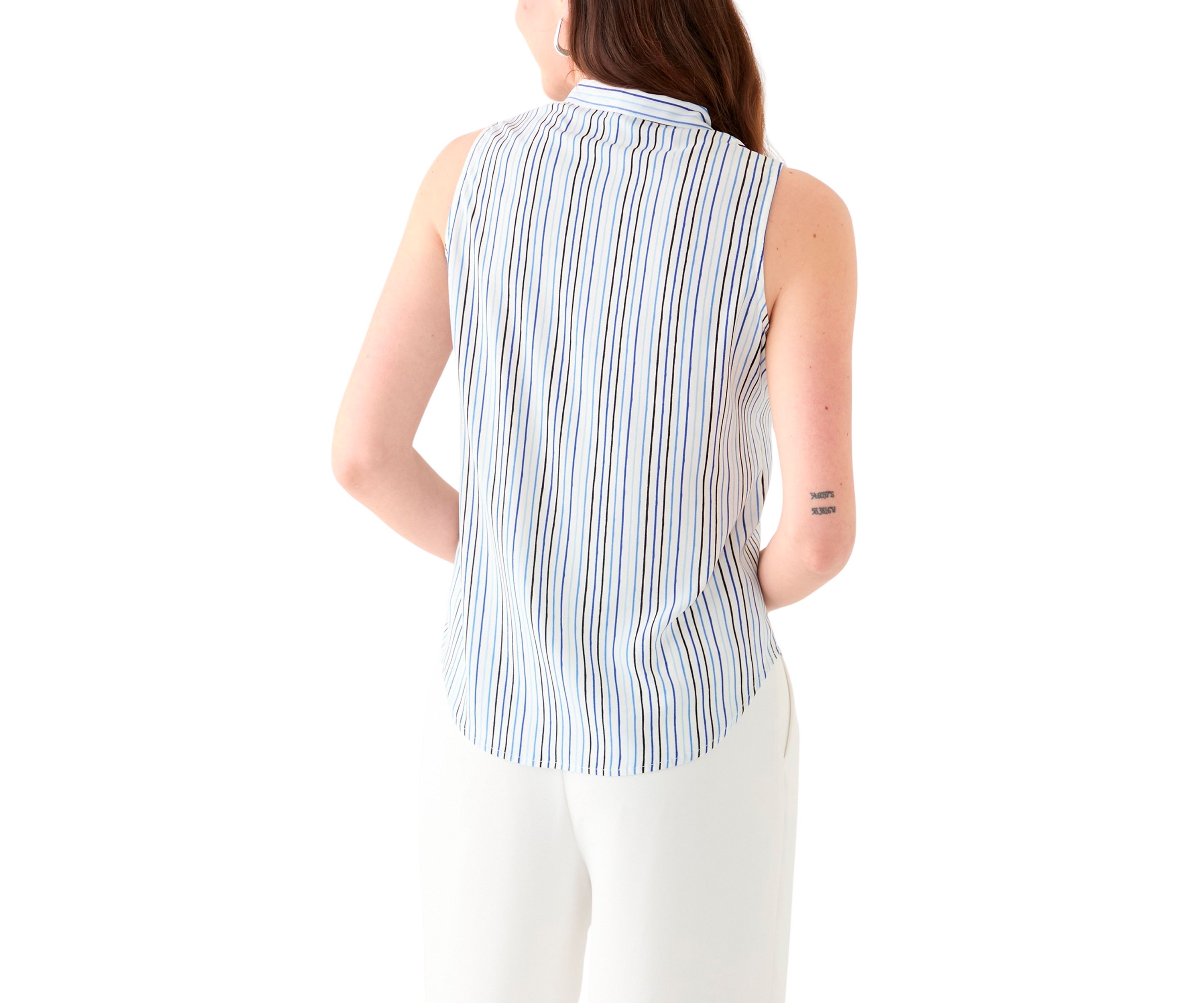 Womens Printed Tie Neck Blouse