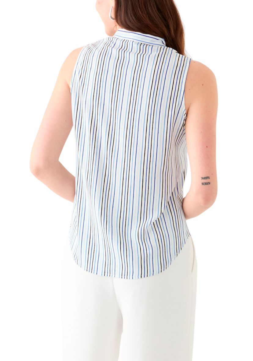 Womens Printed Tie Neck Blouse
