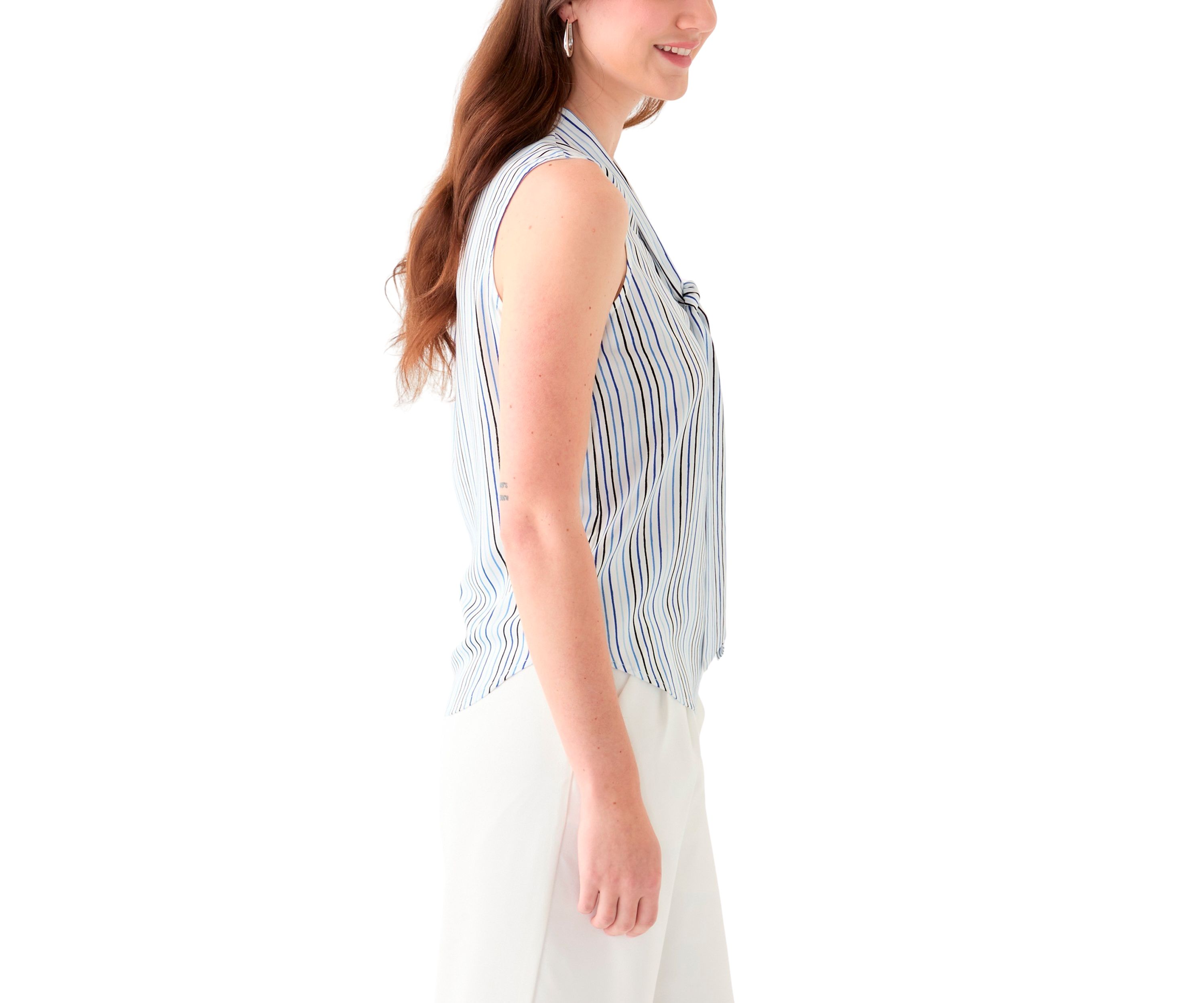 Womens Printed Tie Neck Blouse