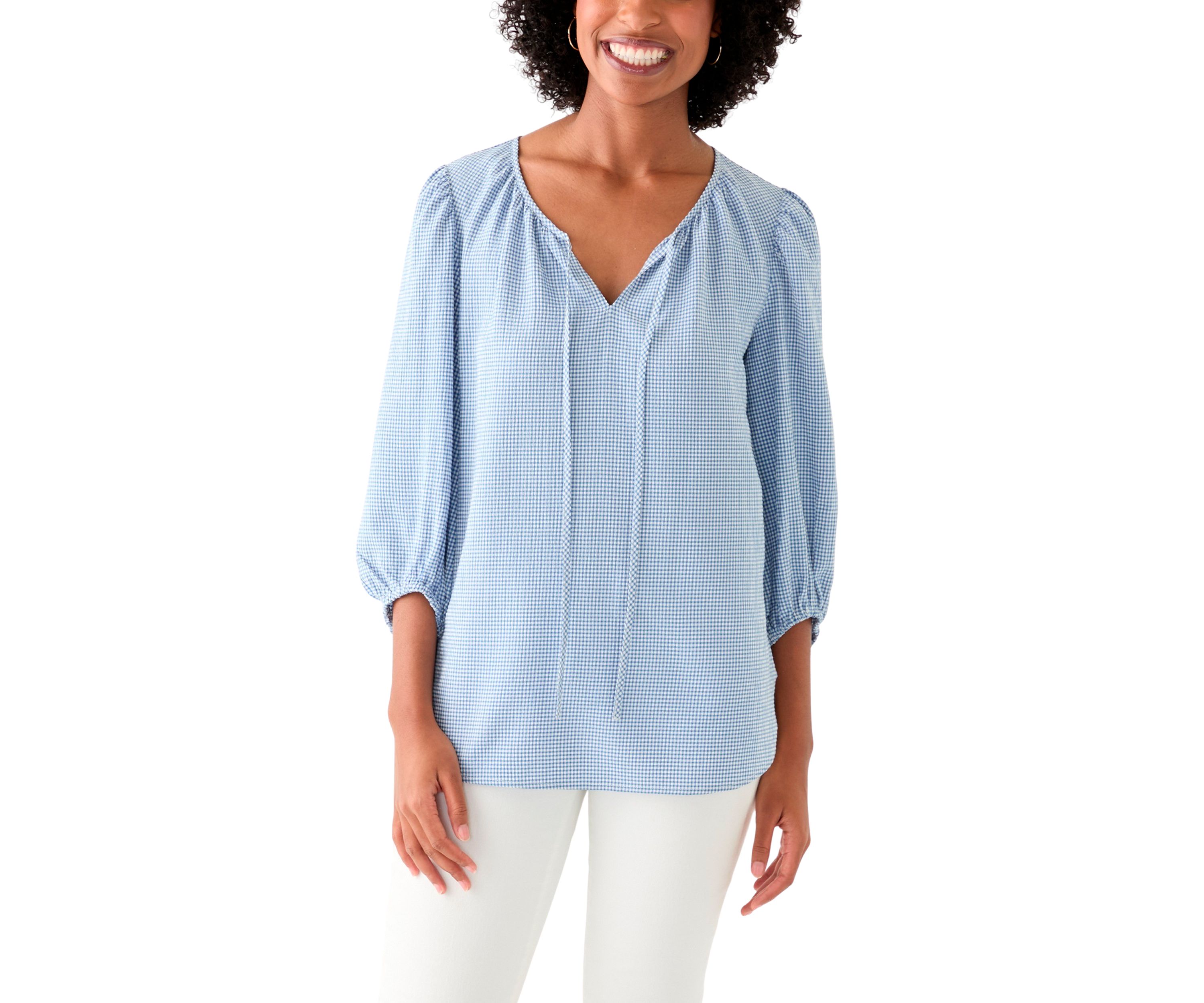 Womens Split Neck Printed Top