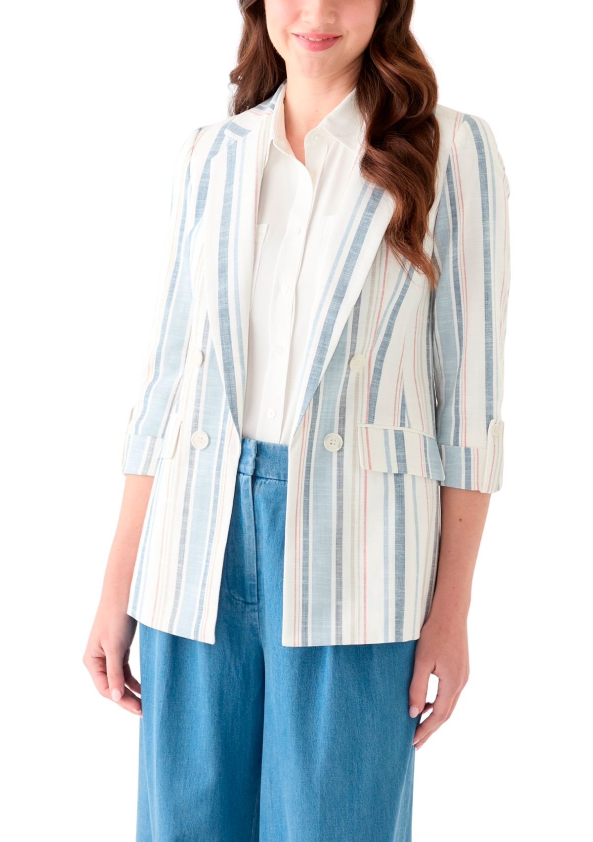 Womens Four Button Notch Faux Double Breased Blazer