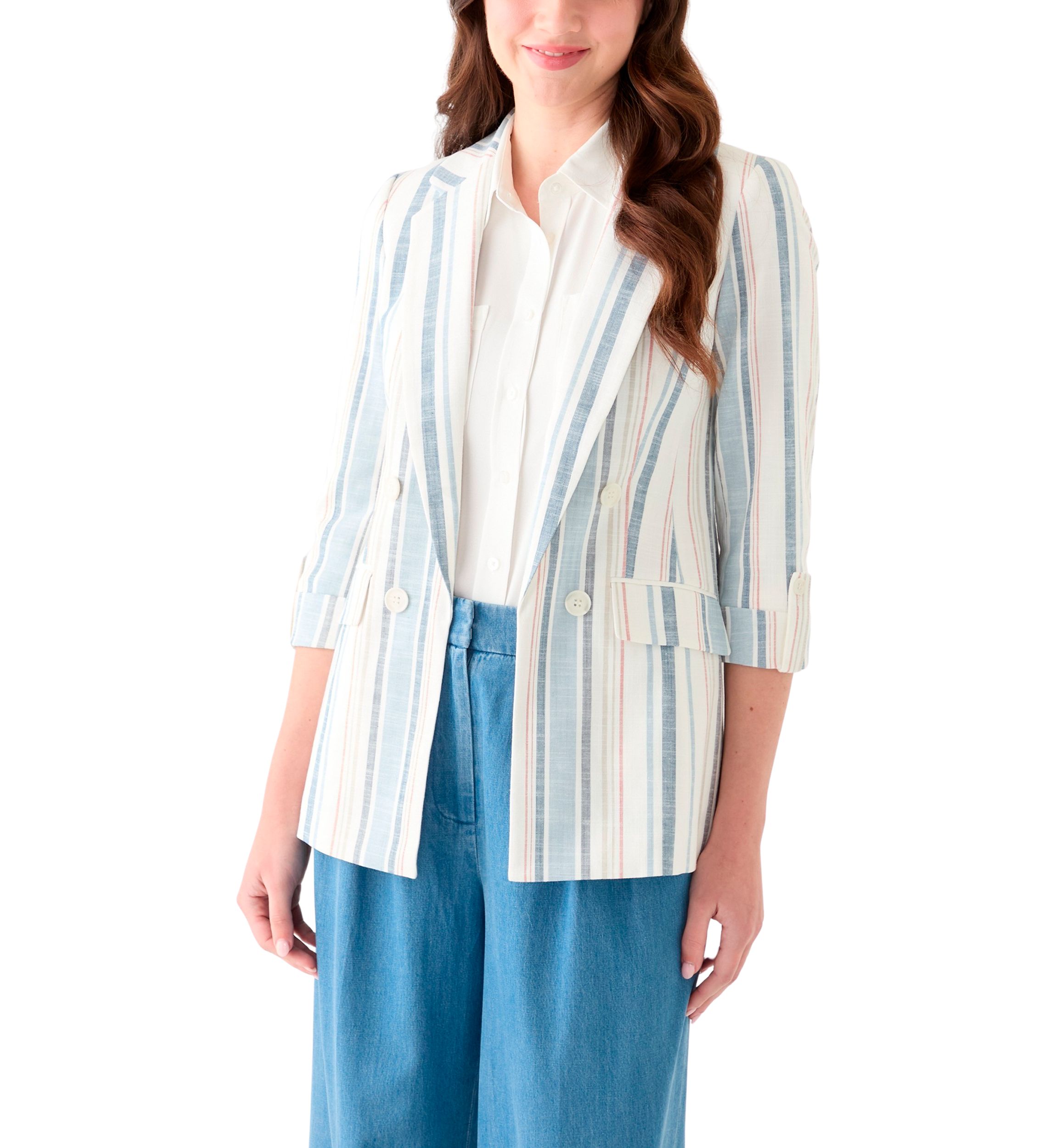 Womens Four Button Notch Faux Double Breased Blazer