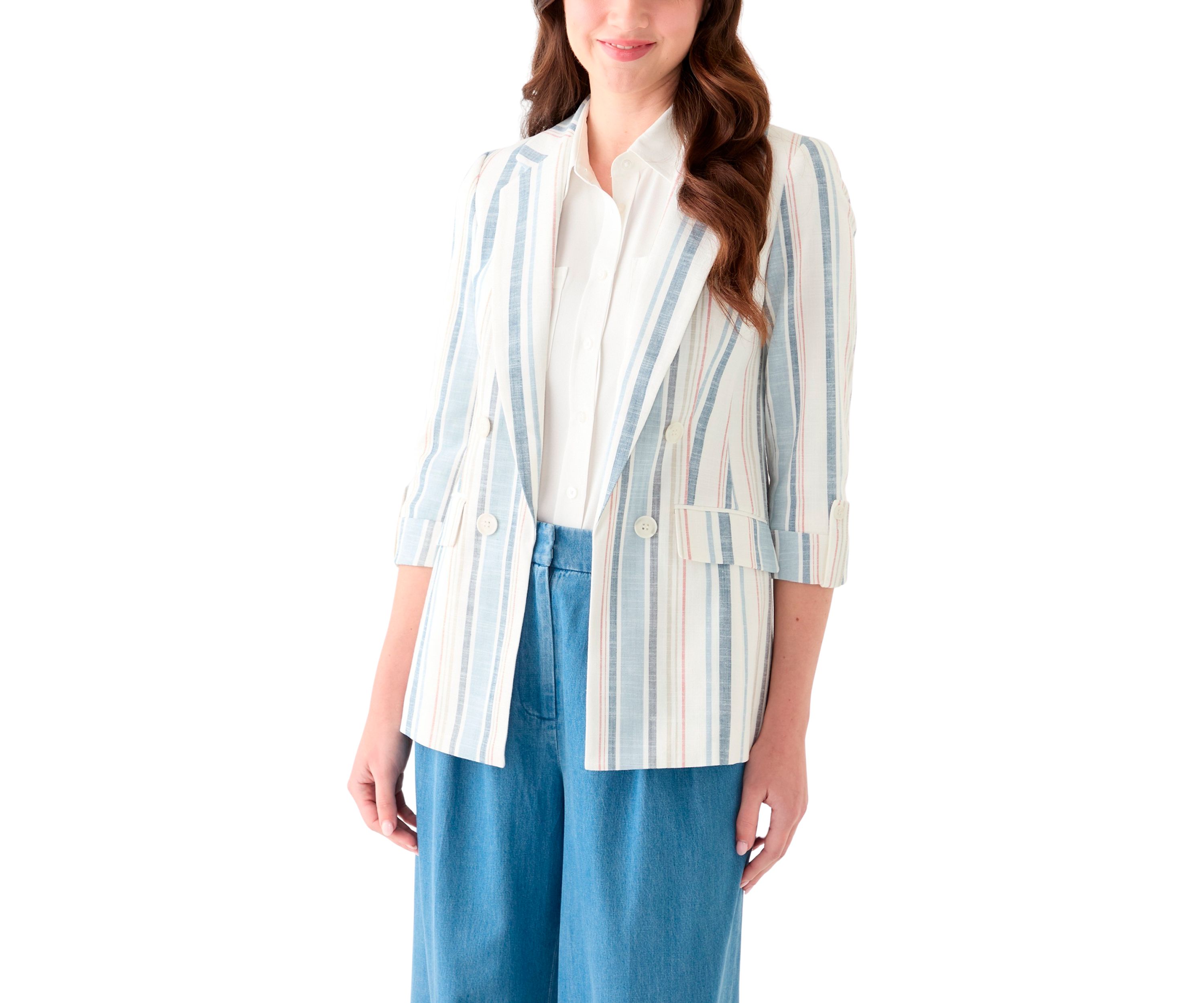 Womens Four Button Notch Faux Double Breased Blazer