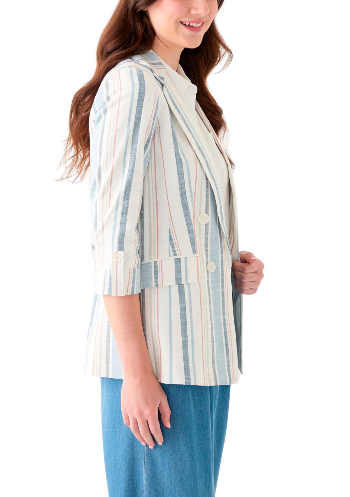 Womens Four Button Notch Faux Double Breased Blazer