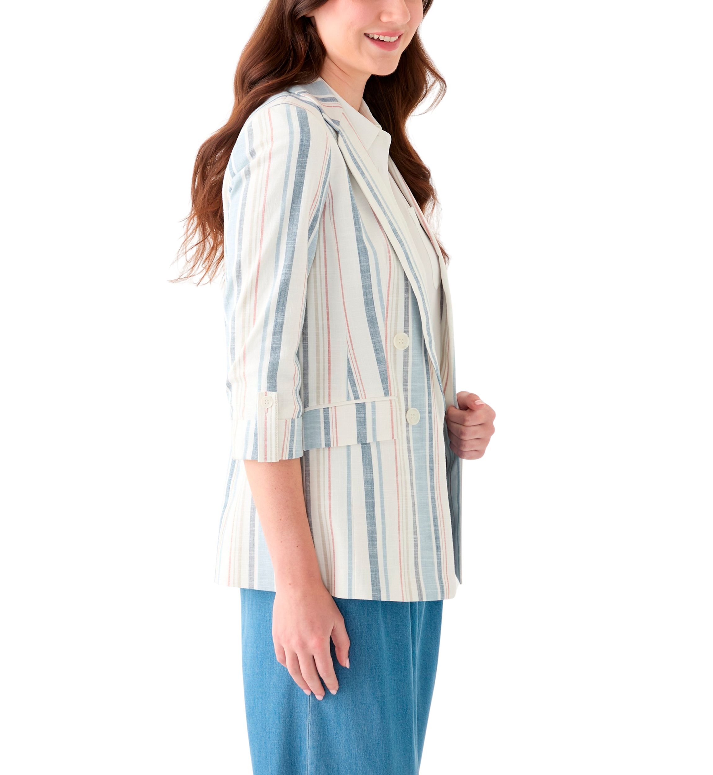 Womens Four Button Notch Faux Double Breased Blazer