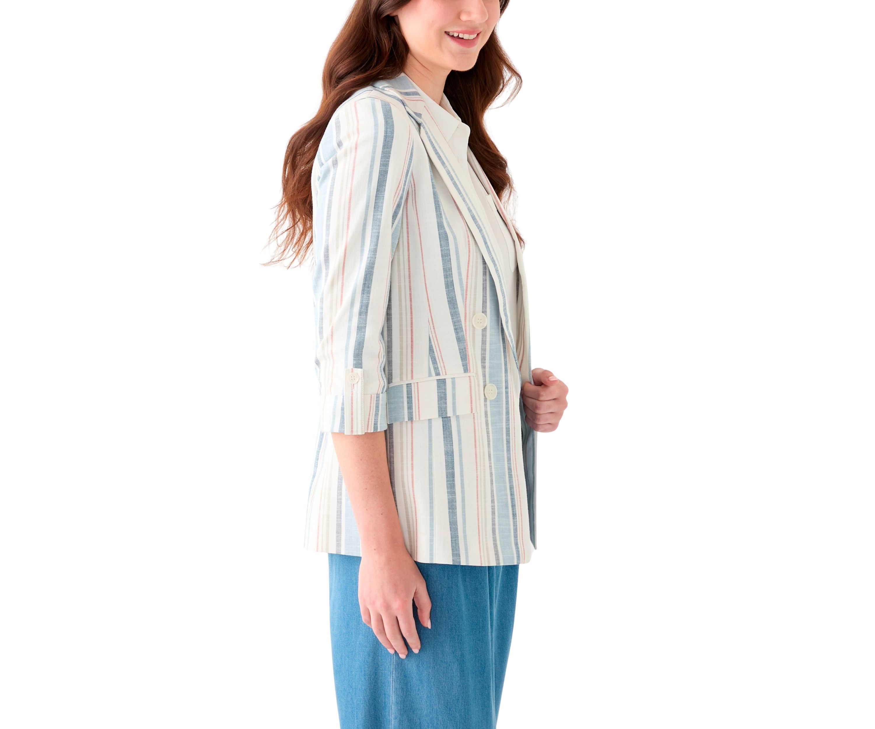 Womens Four Button Notch Faux Double Breased Blazer