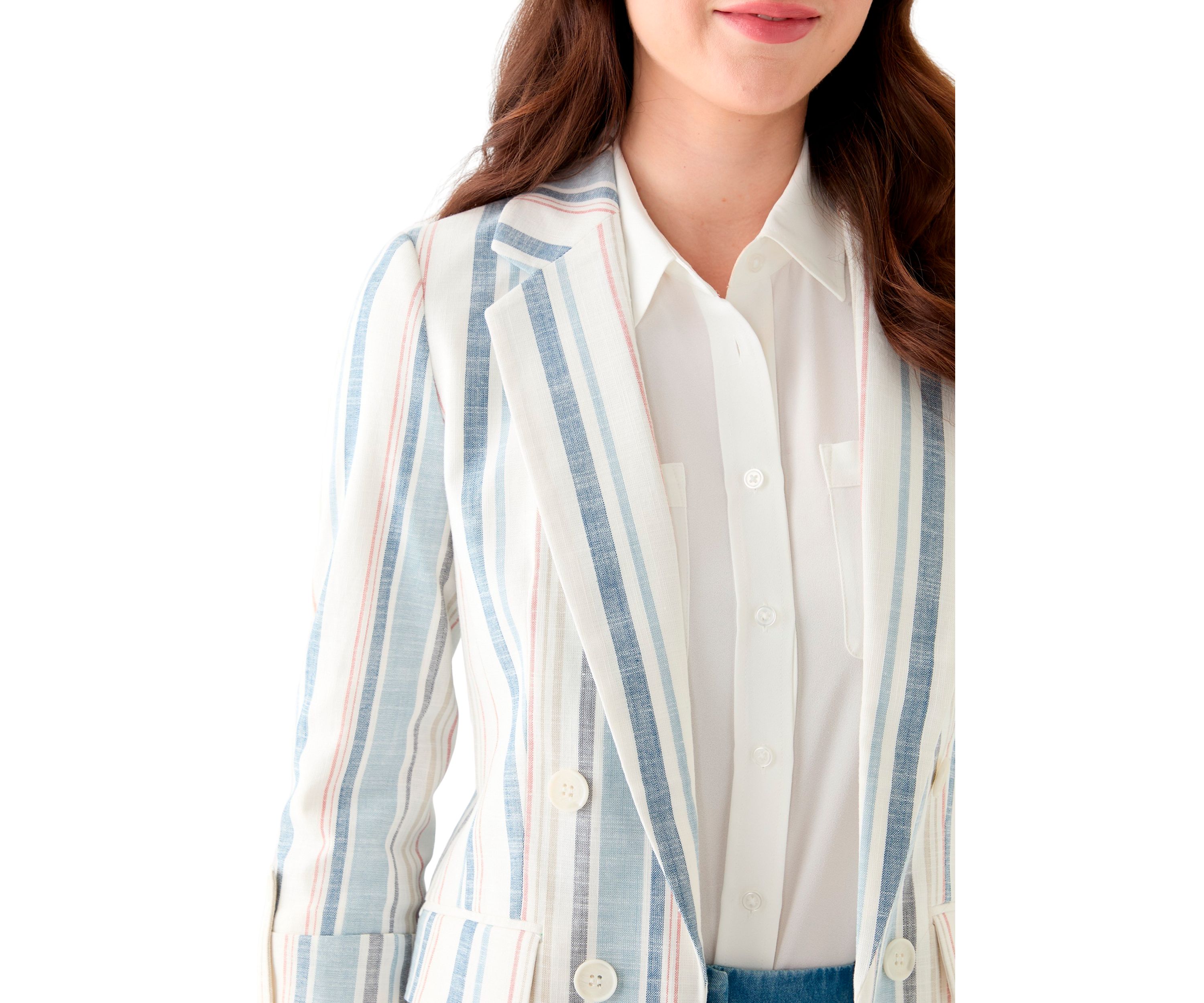 Womens Four Button Notch Faux Double Breased Blazer