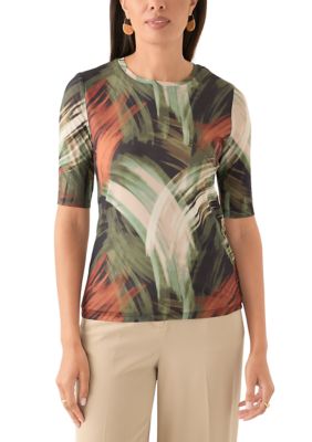 THE LIMITED Women's Elbow Sleeve Printed T-Shirt, Black, Small