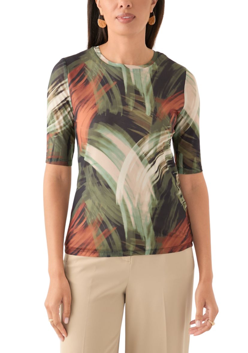 Womens Elbow Sleeve Printed T-Shirt