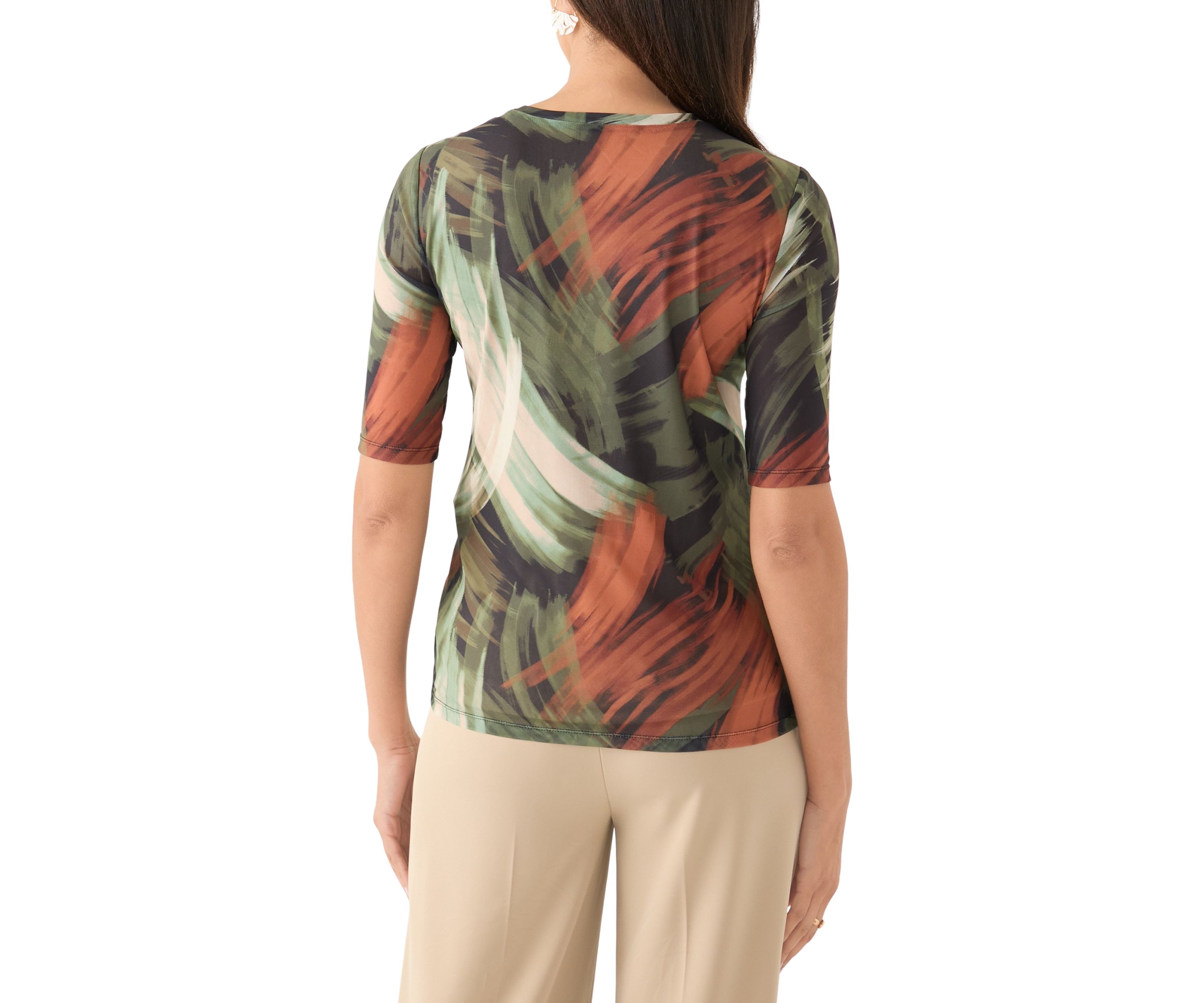 Womens Elbow Sleeve Printed T-Shirt